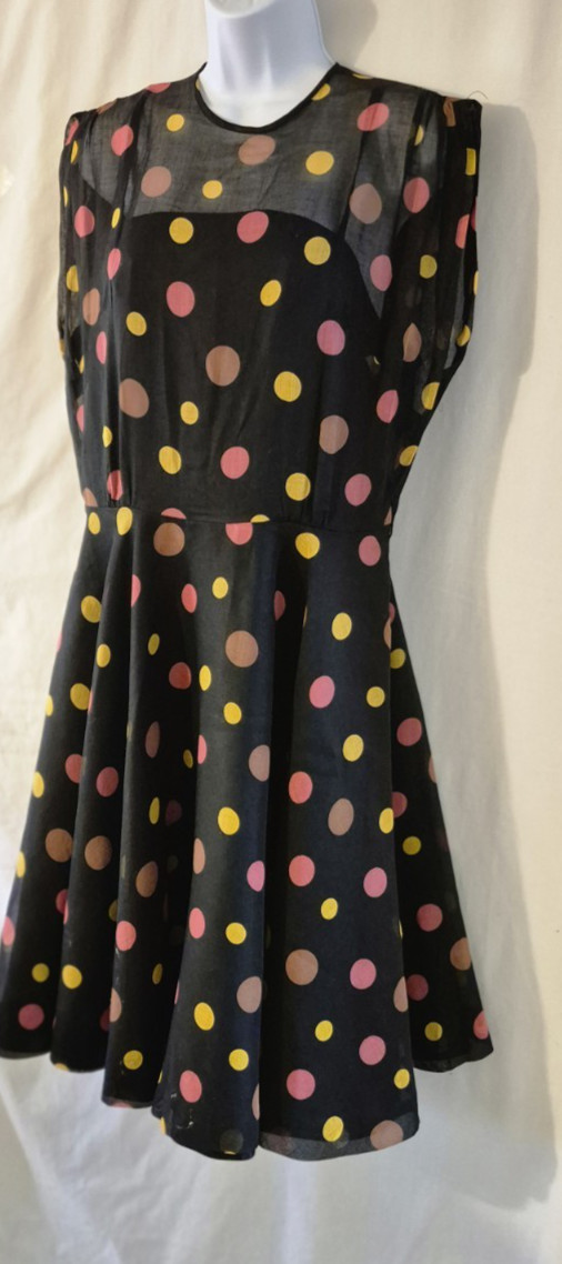 Brielle Creations Original Vintage 50s Dress Polkadots Over Satin Full Skirt