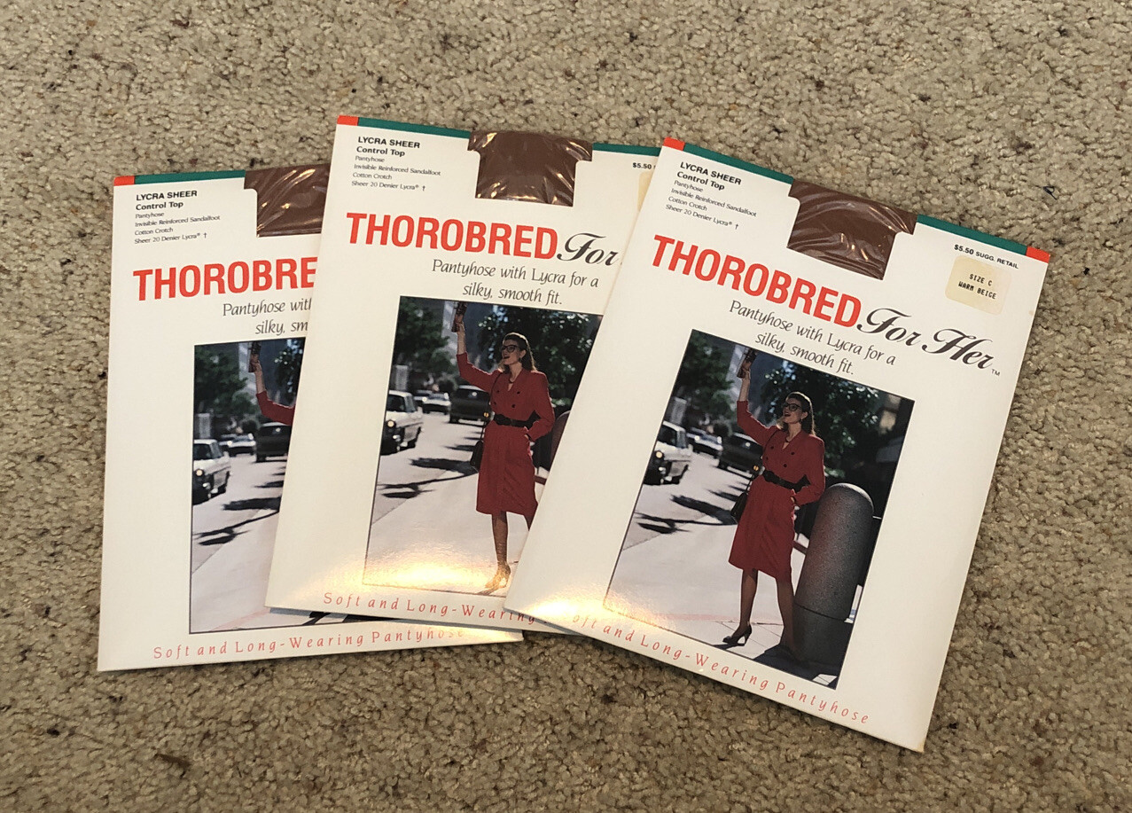 Lot Of 3 Thorobred For Her Pantyhose Size C Warm Beige Vintage Sheer Control Top