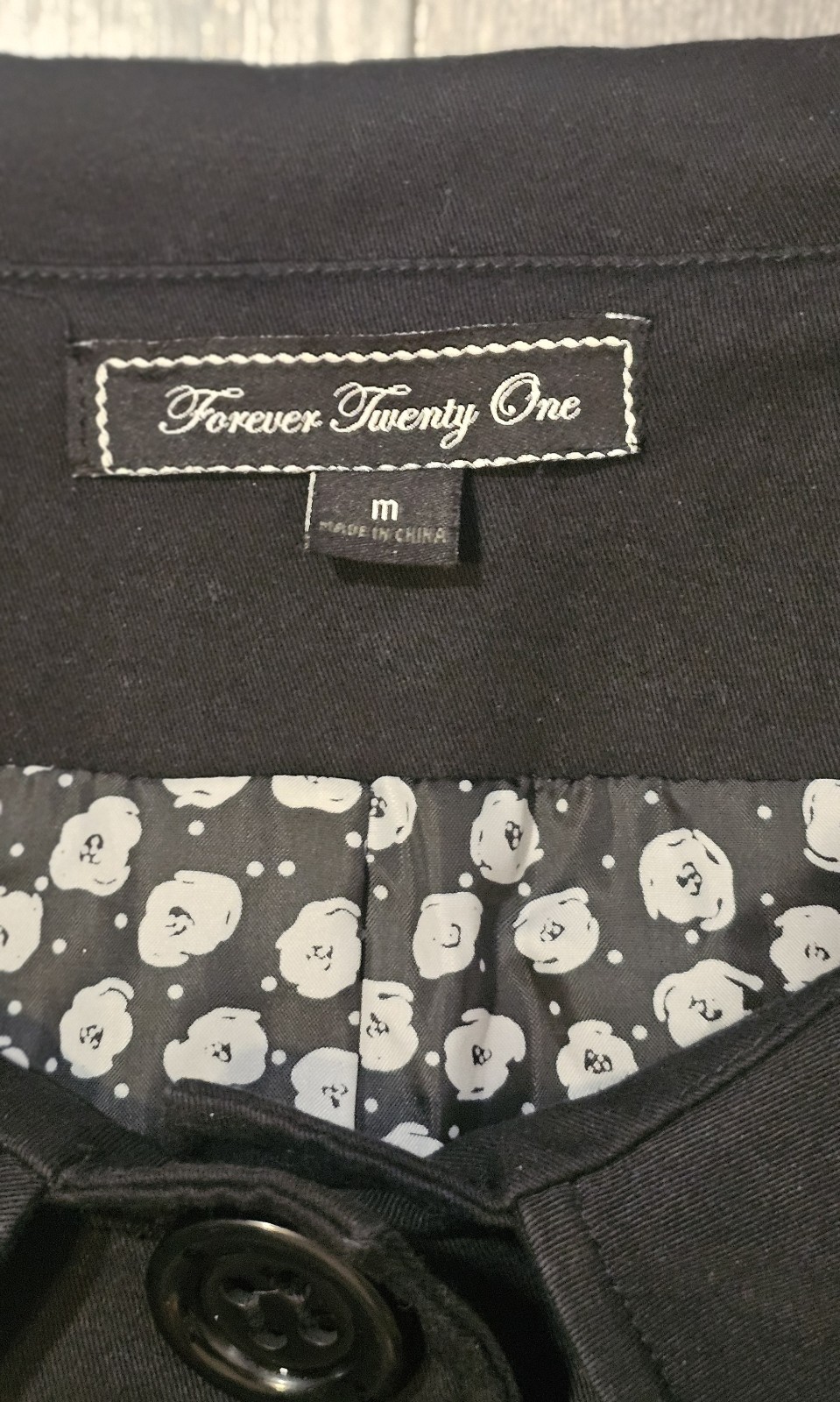 Vtg Forever 21 Lined 3/4 Sleeve Wide Rounded Collar Peacoat Black Women’s Size M