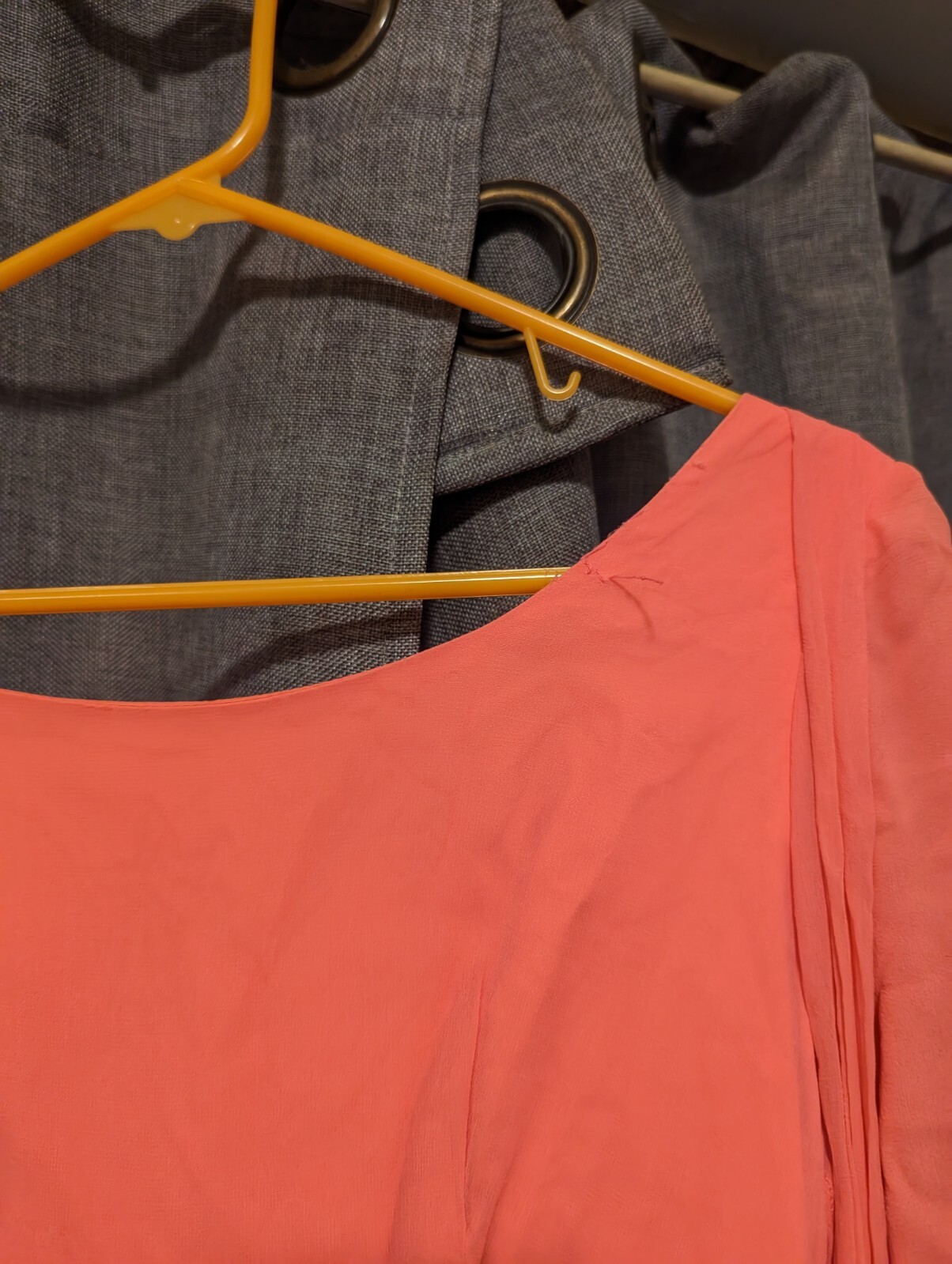 Vintage 50s 60s Coral Pink Gown Chiffon