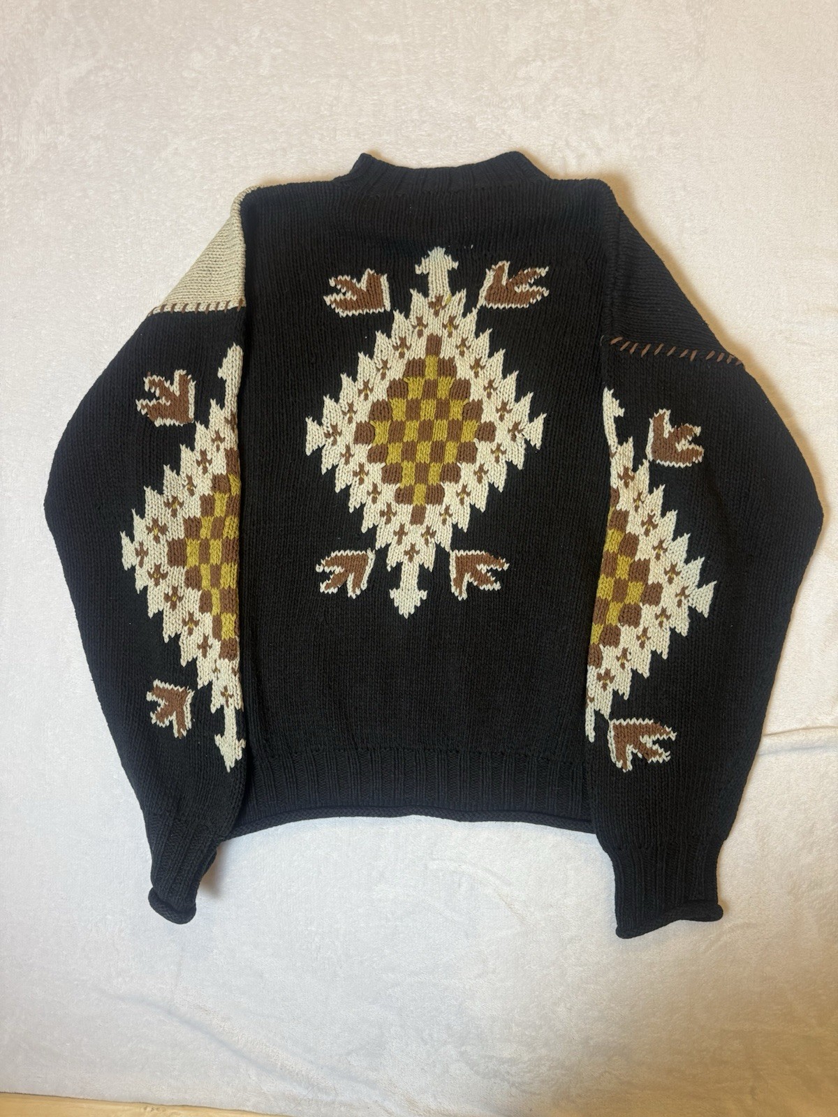 BASCO VINTAGE HAND KNIT SWEATER PULL OVER 58% SILK 42% COTTON BROWN TONES Large