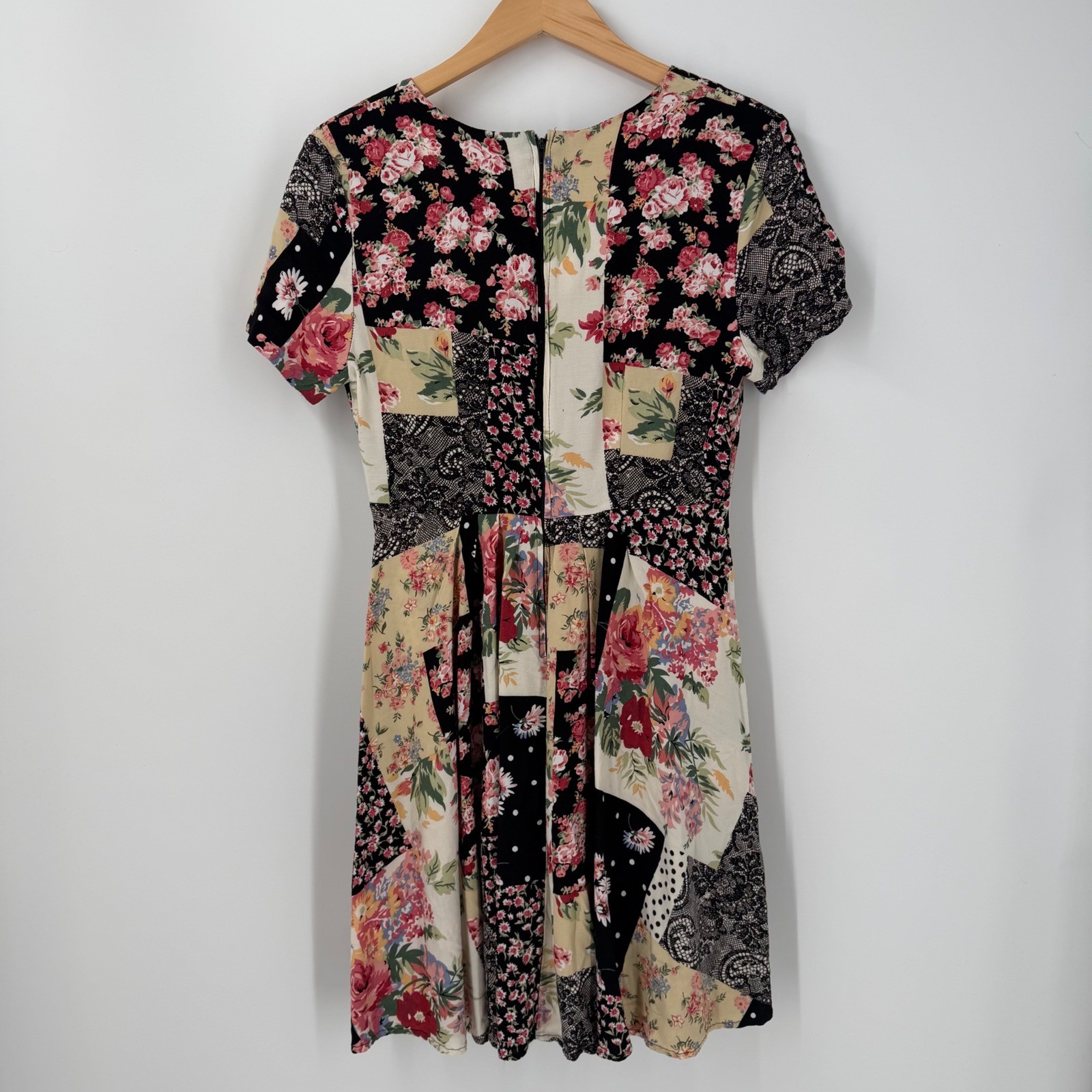 Vintage Jody California Patchwork Floral Dress 11 Medium USA Made Boho Prairie