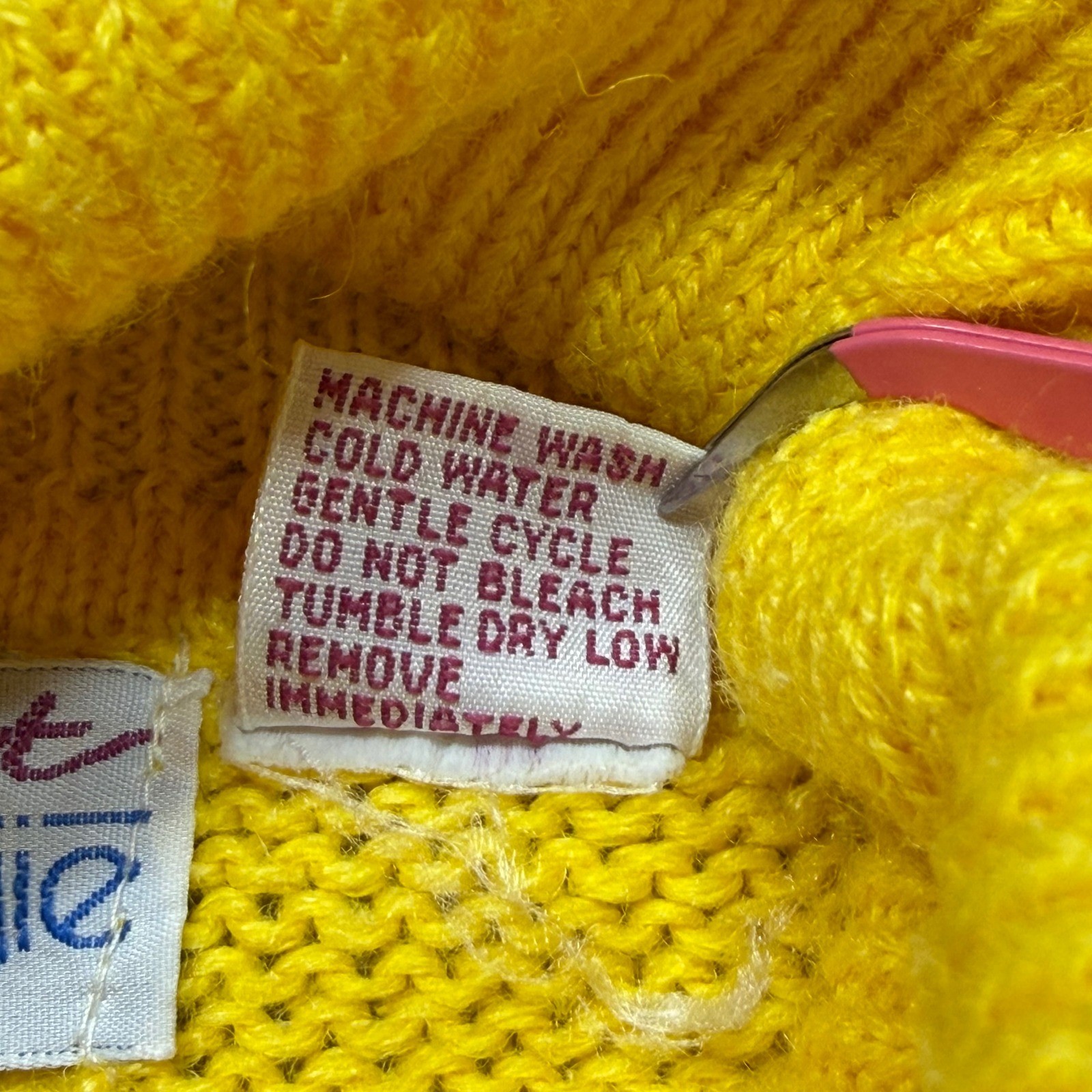 Vintage Just Maggie Yellow Ramie Blend Sleeveless Turtleneck Sweater Size L 80s