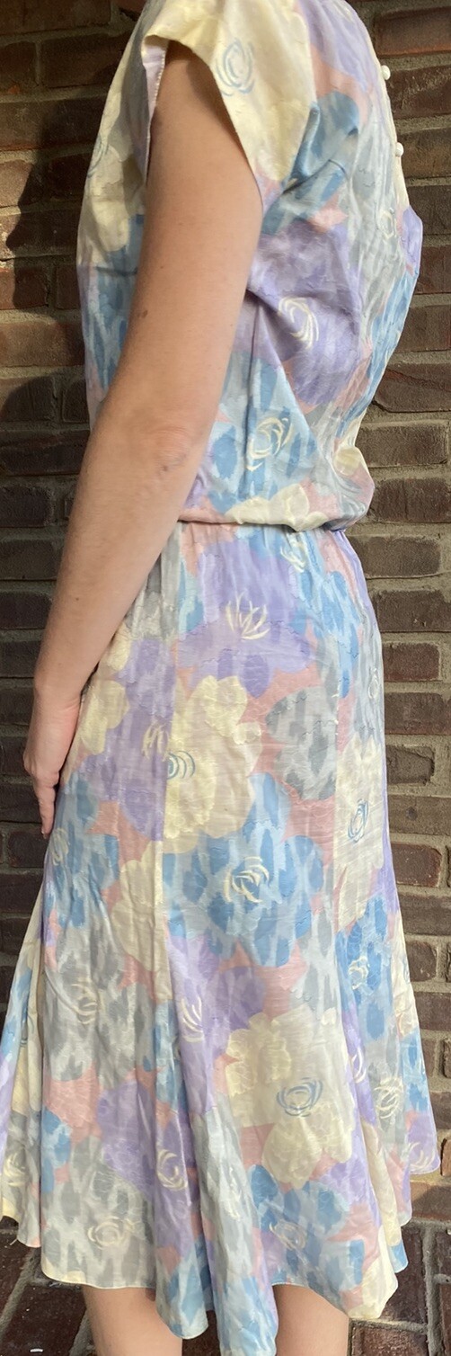 Vintage Pedestal Floral Midi Dress Size 4
