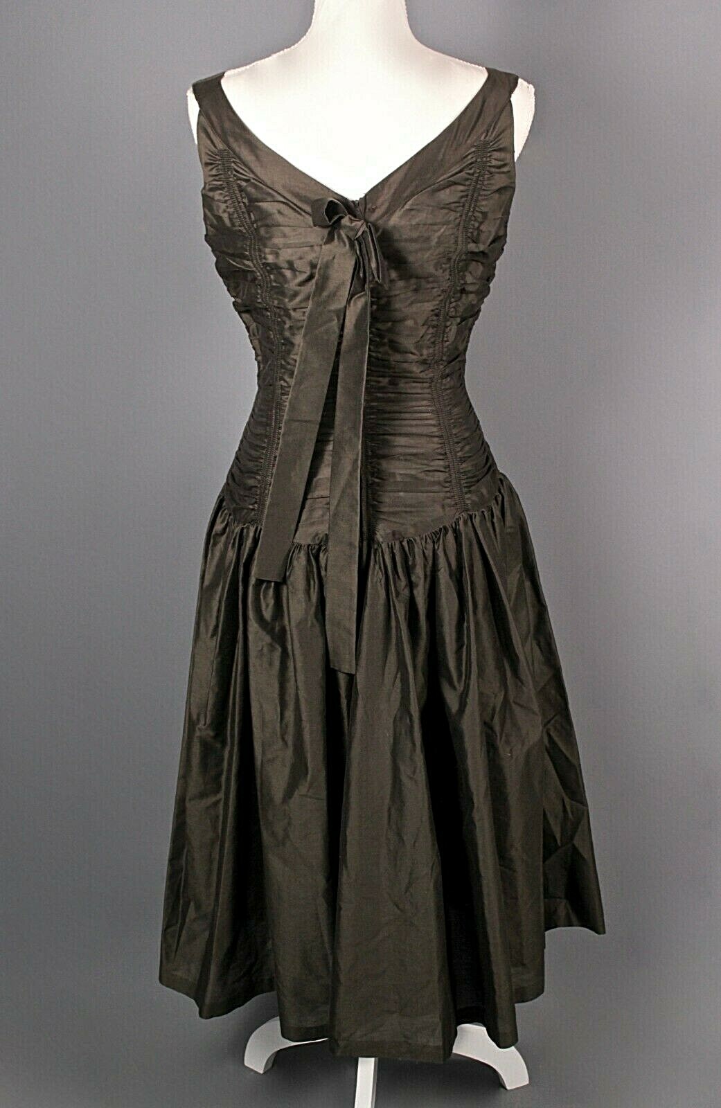 VTG Women’s 50s Dark Brown Dress / Gown Sz S 1950s Cocktail