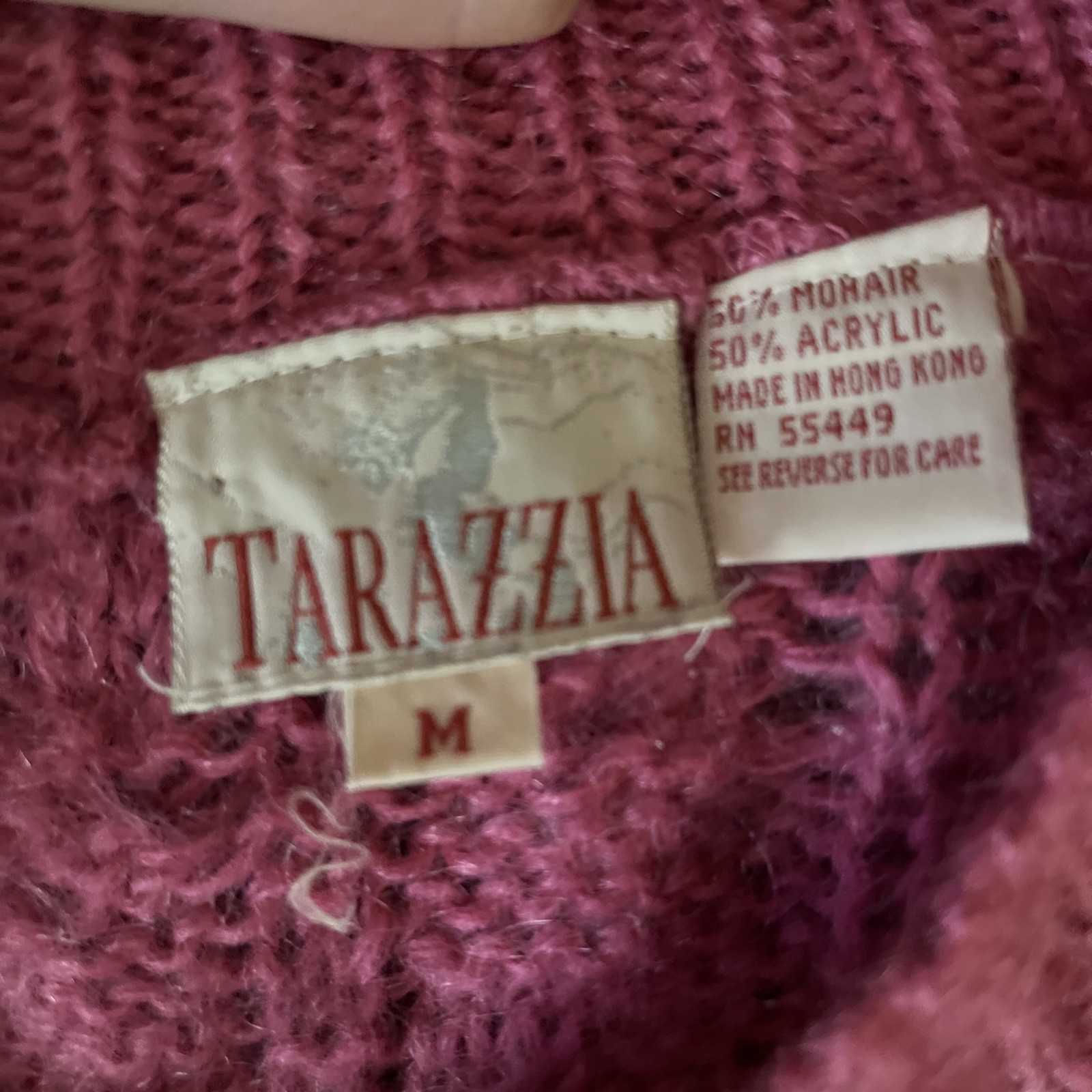 Vintage 80s 90s Tarazzia Pink Oversized Chunky Cable Knit Sweater Sz Medium Wool