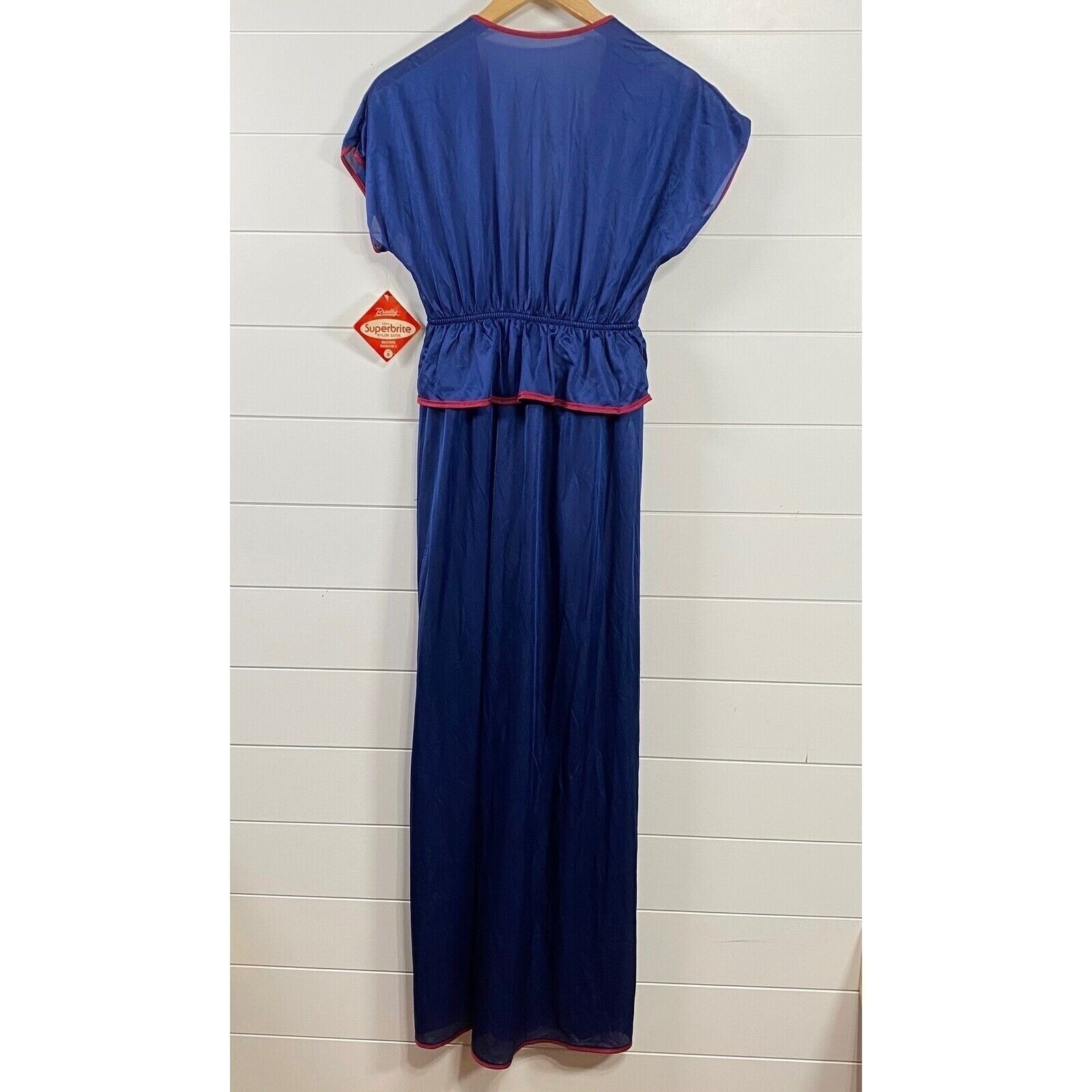 Vintage Bradley Womens Deadstock Superbrite Union Made Maxi Robe sz M Blue NWT