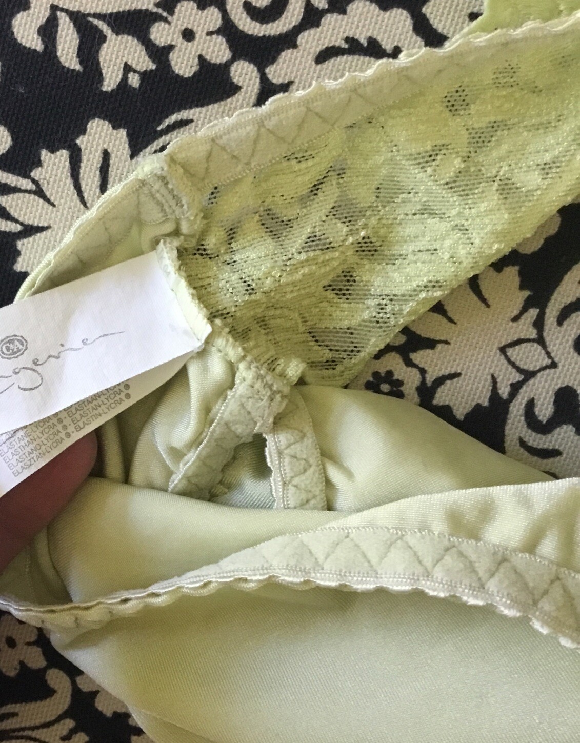 Vintage Lemon/Lime Yellow Lace Second Skin High Cut Leg Panties XL Nylon