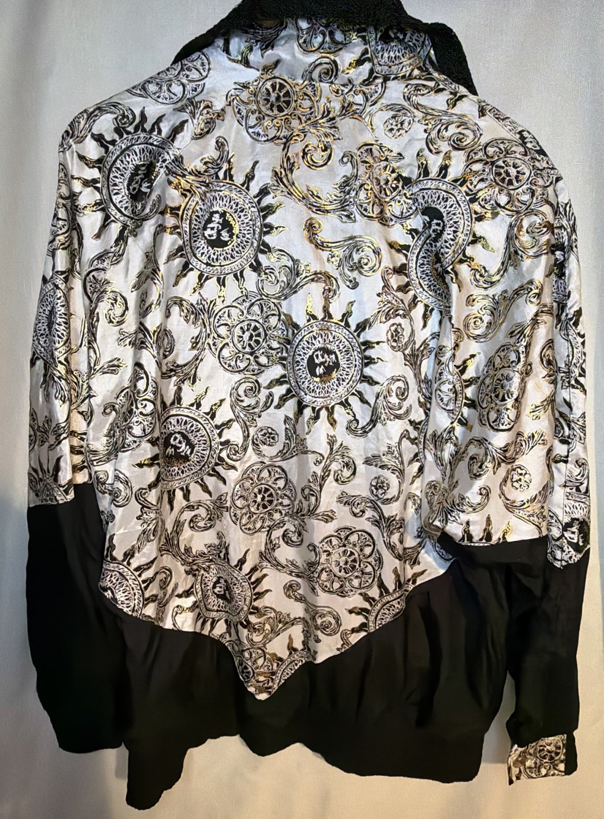 Vintage 90s Lavon White Black Gold Windbreaker Jacket Geometric Size L