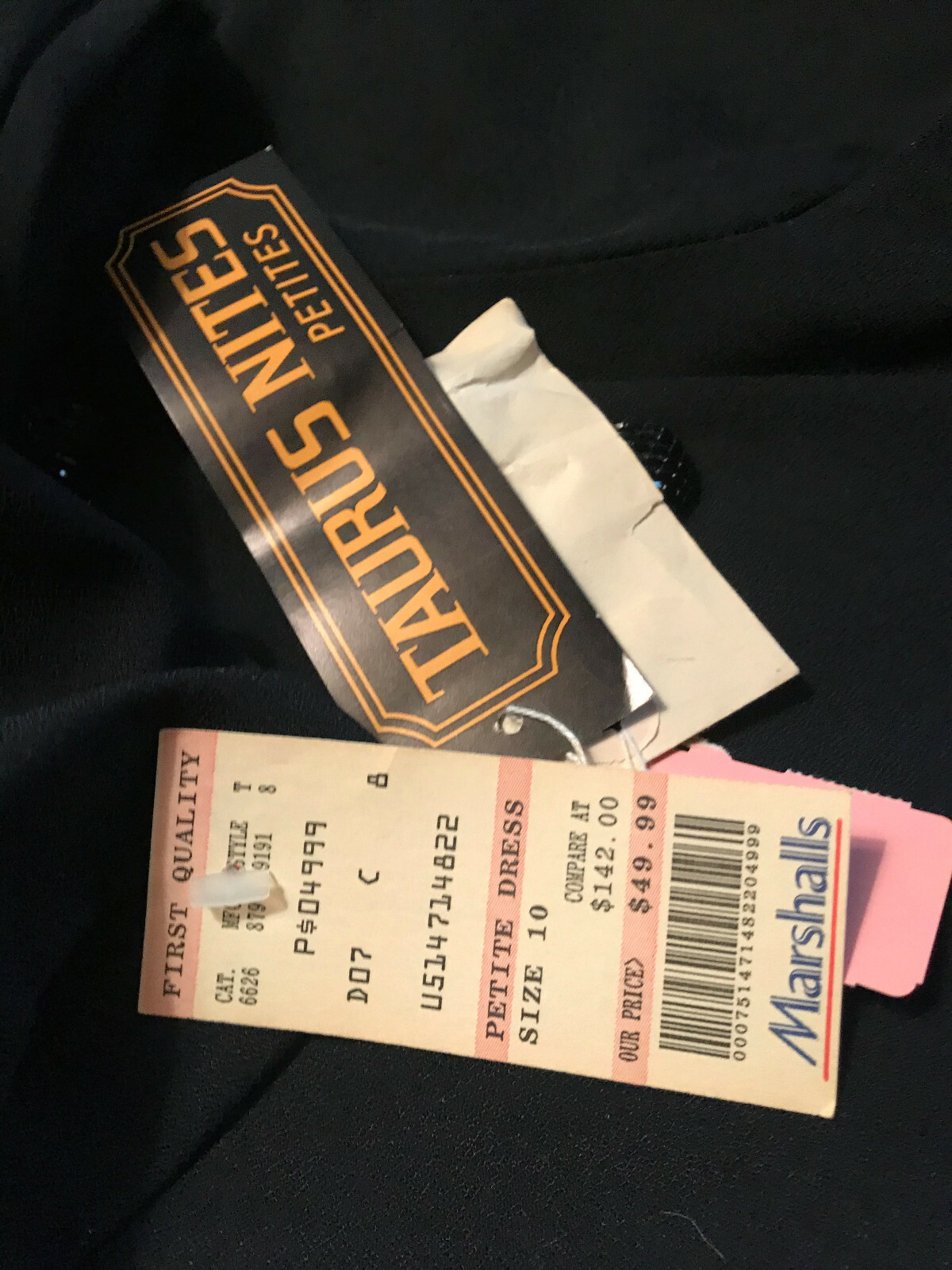 NWT VTG TAURUS NITES Formal Cocktail Evening Black Dress Beaded Size 10 Petite