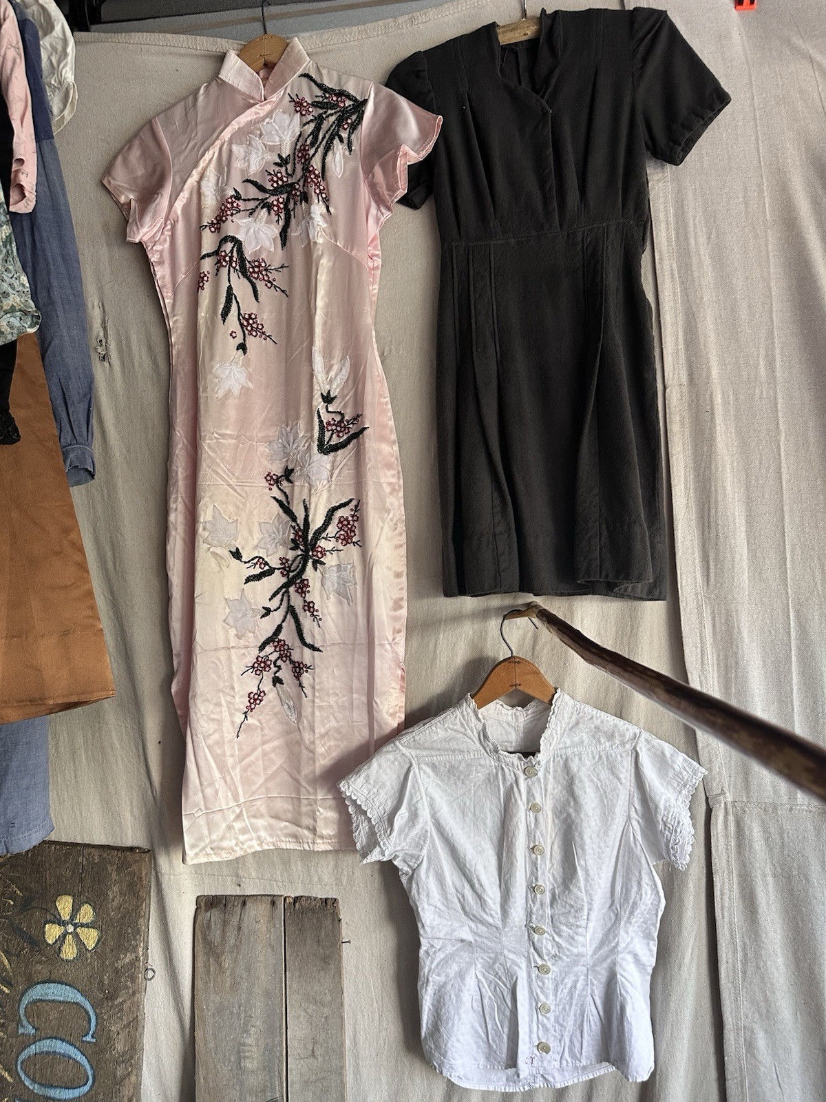 Vintage Resale Lot 3 Piece Antique French Women’s Silk Cotton Dress Blouse XS S