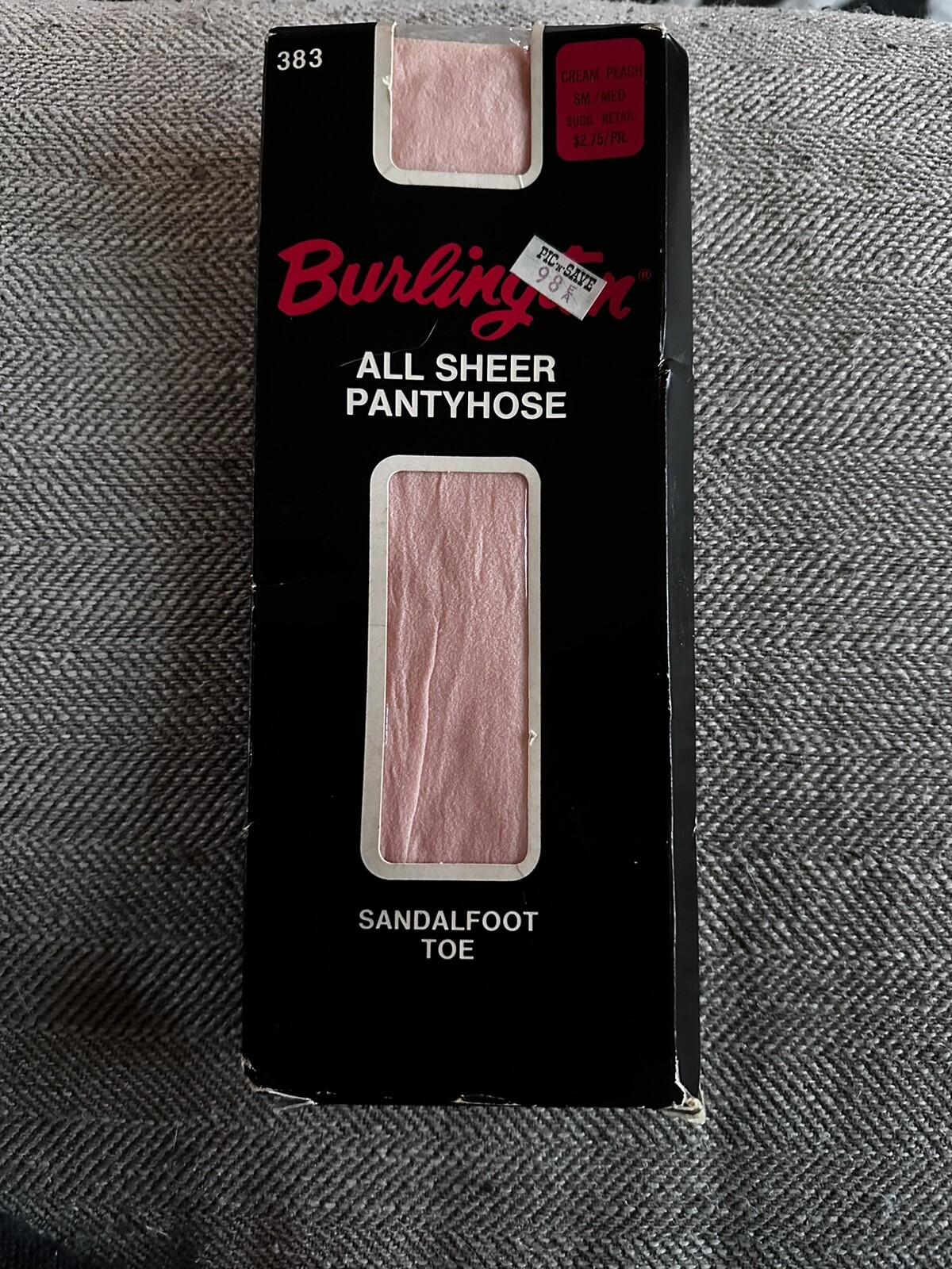 Vtg 1982 Burlington All Sheer Pantyhose Cream Peach Sm/Med Sandalfoot 100%