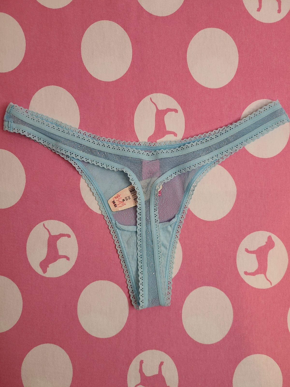 NWT Y2K VS PINK Sparkle Mesh Thong Panty Size M ✨️