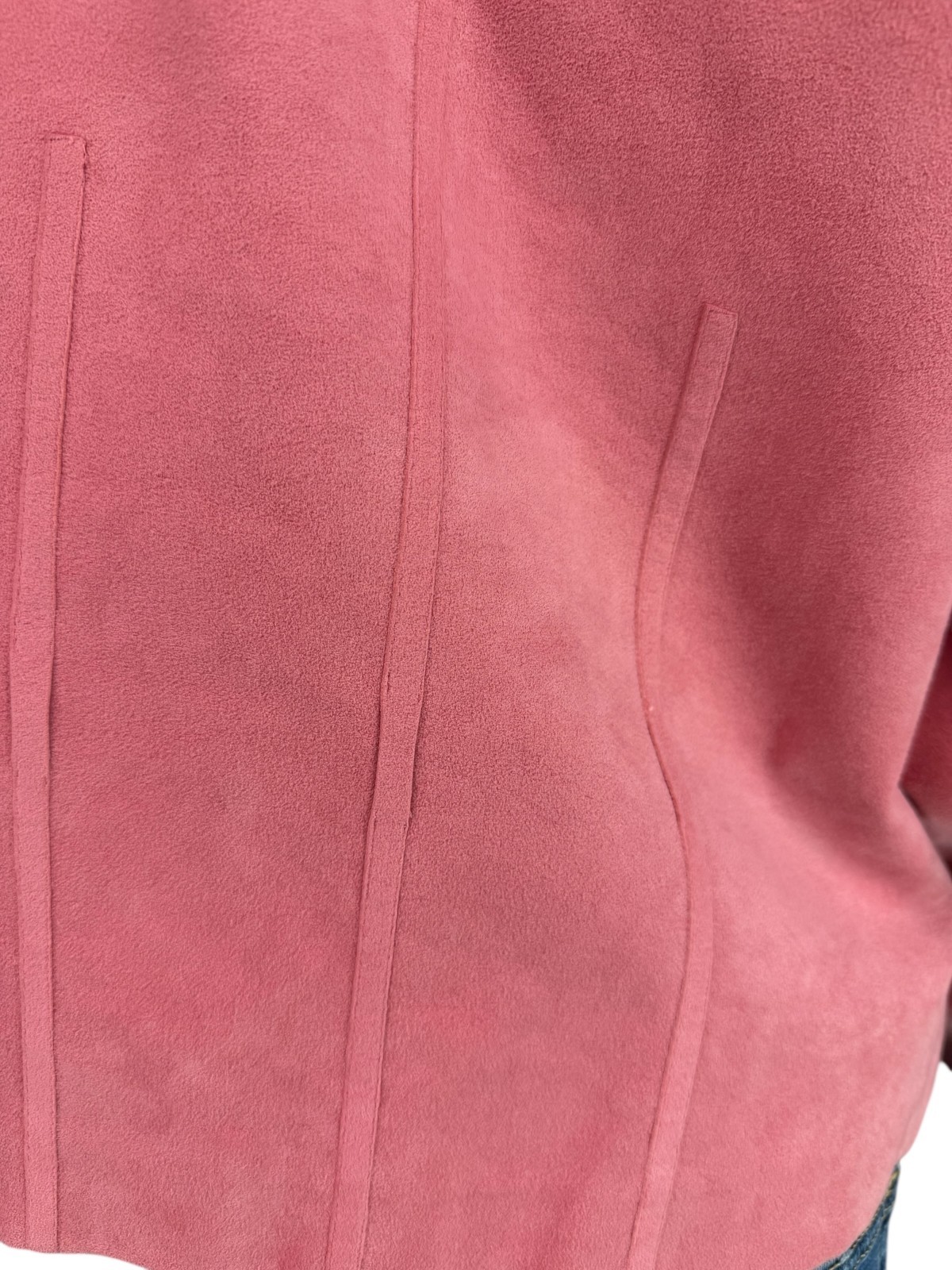 Vintage 70s Gino Rossi x Wilson Ultrasuede Pink Open Jacket Made in USA Size M