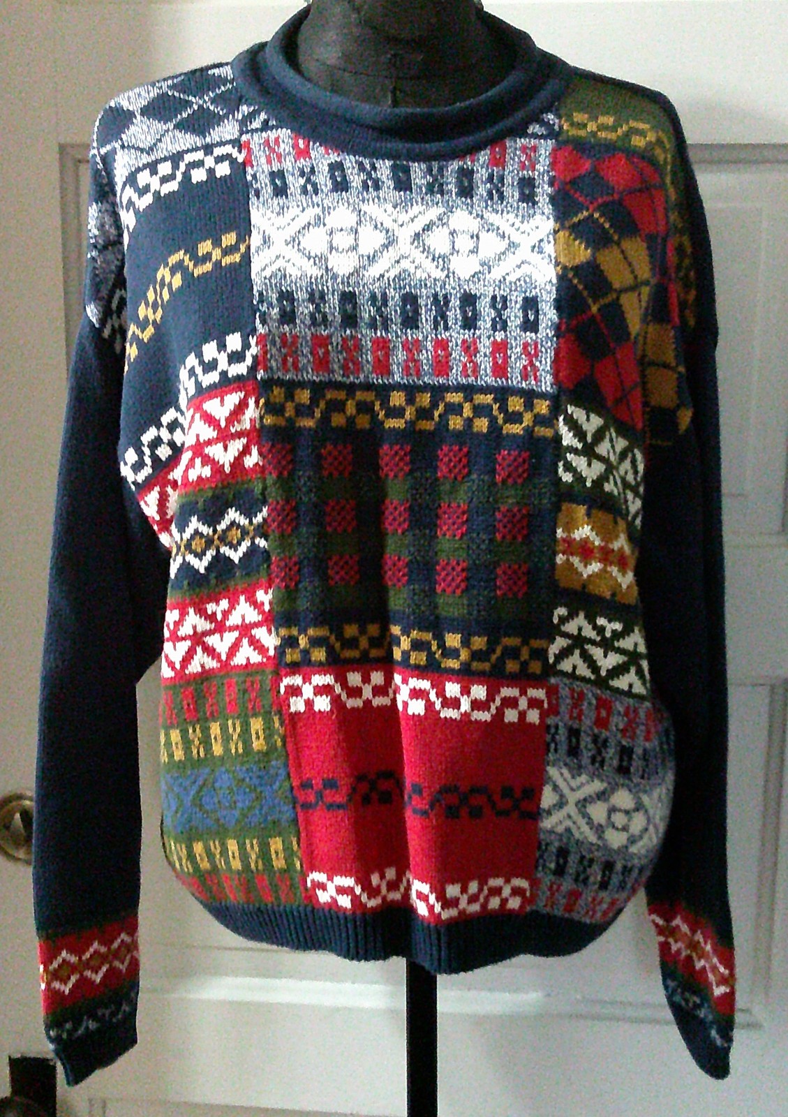 80’s LIZSPORT Heavy Warm Colorful Warm Rolled Edges Sweater M