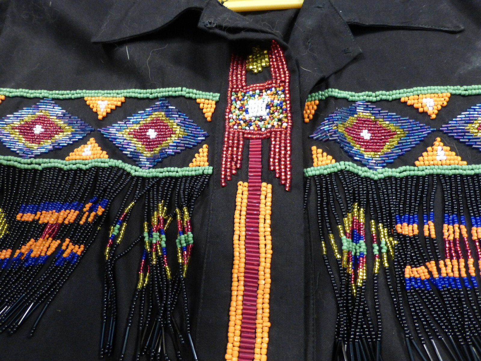 NWOT WESTERN Lew MAGRAM Beaded BLACK Cotton VINTAGE Shirt Size 12