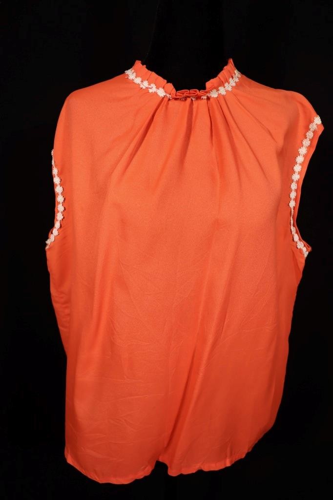 Vintage 1960’s French Orange Blouse Plus Size Excellent Condition