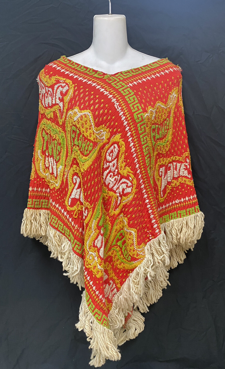 OOAK 1960s MADE IN GREECE Hippie Boho Groovy Woodstock ￼Fringed Shawl Handmade