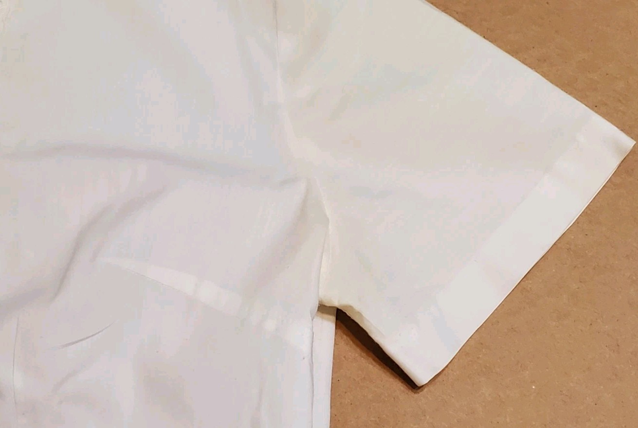 Vtg Terry Styled Chicago White Crop Top Lace Insert Trim Midriff Pinup Blouse