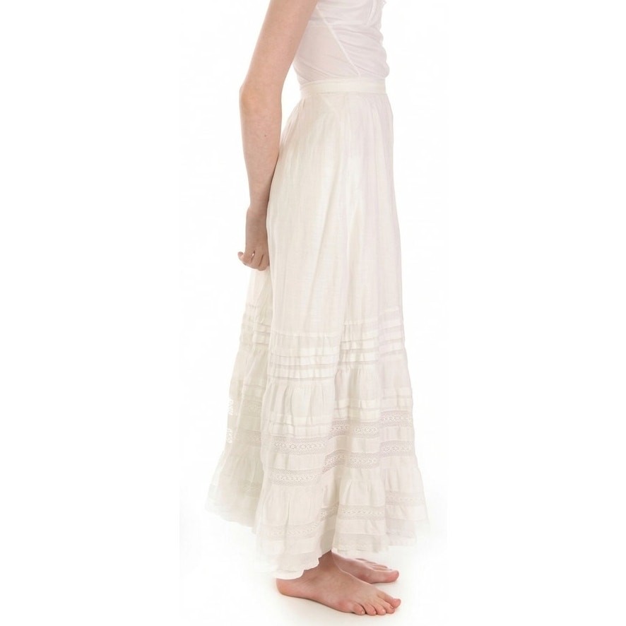 VTG Victorian Cotton Petticoat White Lace Bustle Edwardian Prairie Skirt
