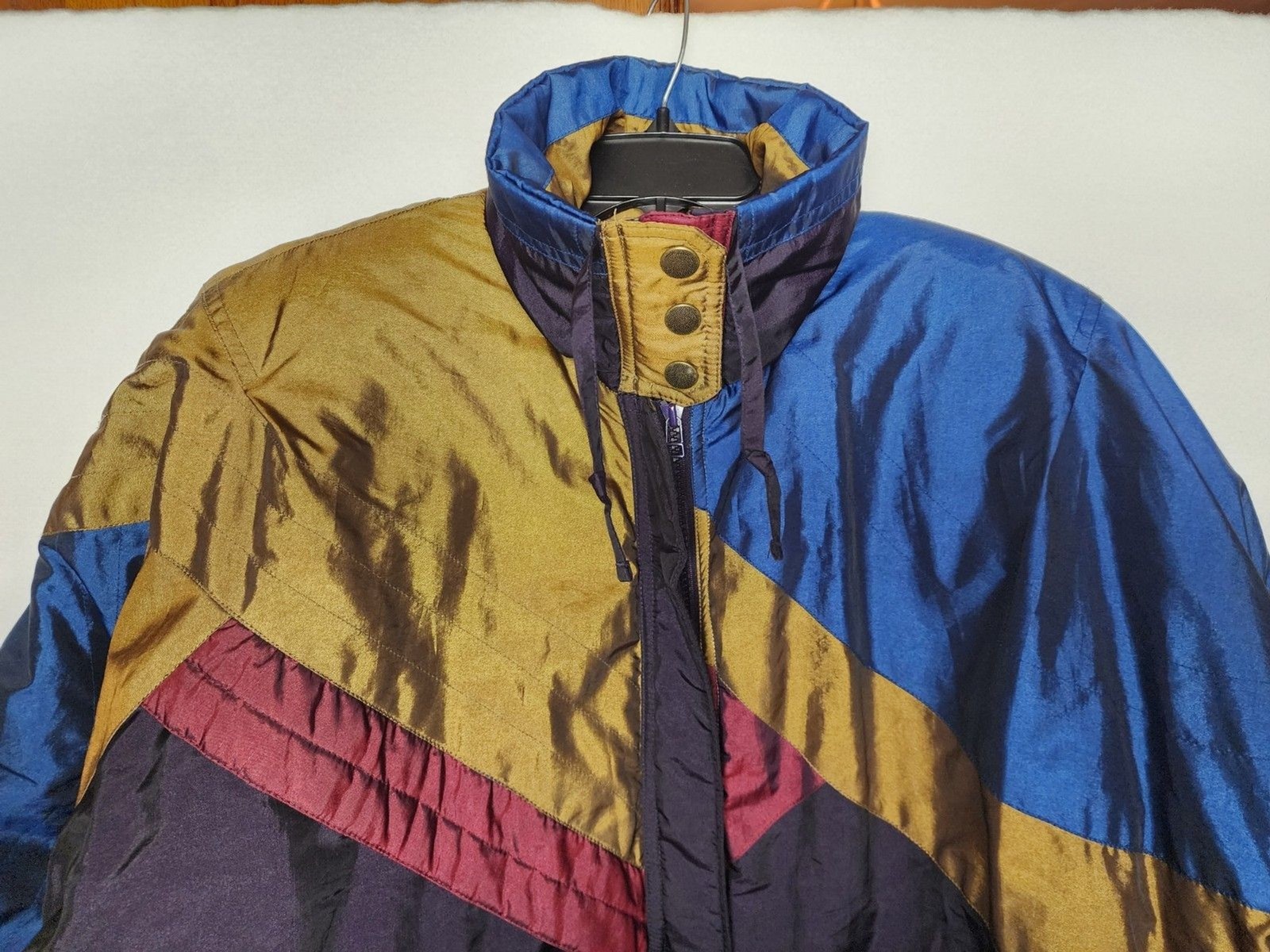 VTG Andy Johns Windbreaker Jacket Colorblock Jewel Tones Retro 80s Womens Medium