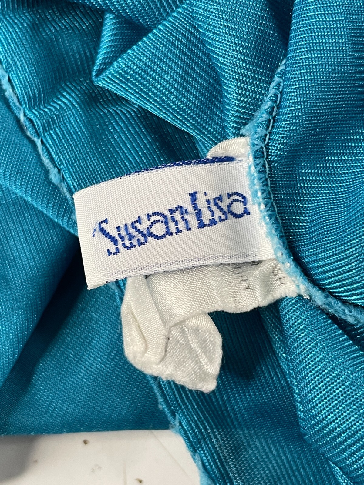 Vintage Susan Lisa Full Nylon Lacy Nightgown in Turquoise Blue 3647 Size Large