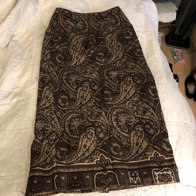 Vintage L’Amadei Wrap Skirt Size 12 Paisley Brown DP Altomonte Lined Maxi