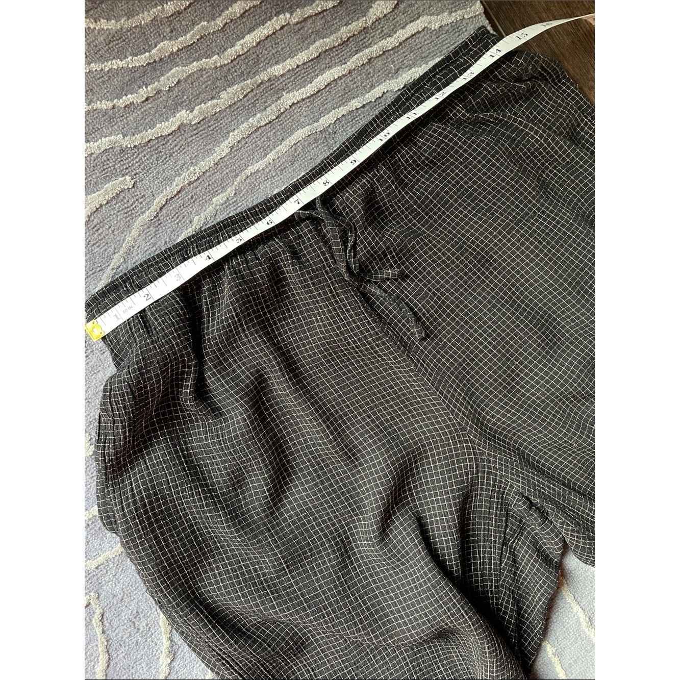 Vintage Jones NY Black & White Checked Button-Up Matching Set Elastic Waist Pant