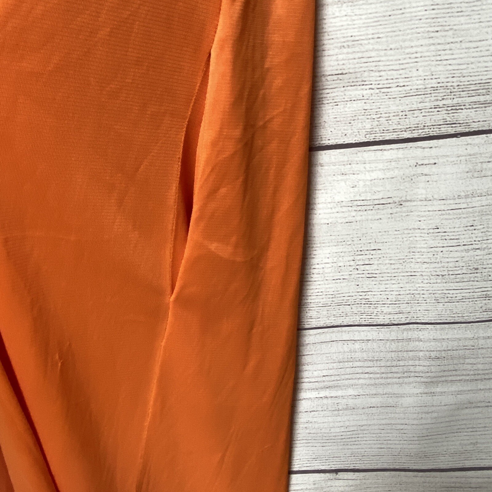 Vintage 1960s Orange Button Front Housecoat Robe Size 14 Pockets Acetate Tricot