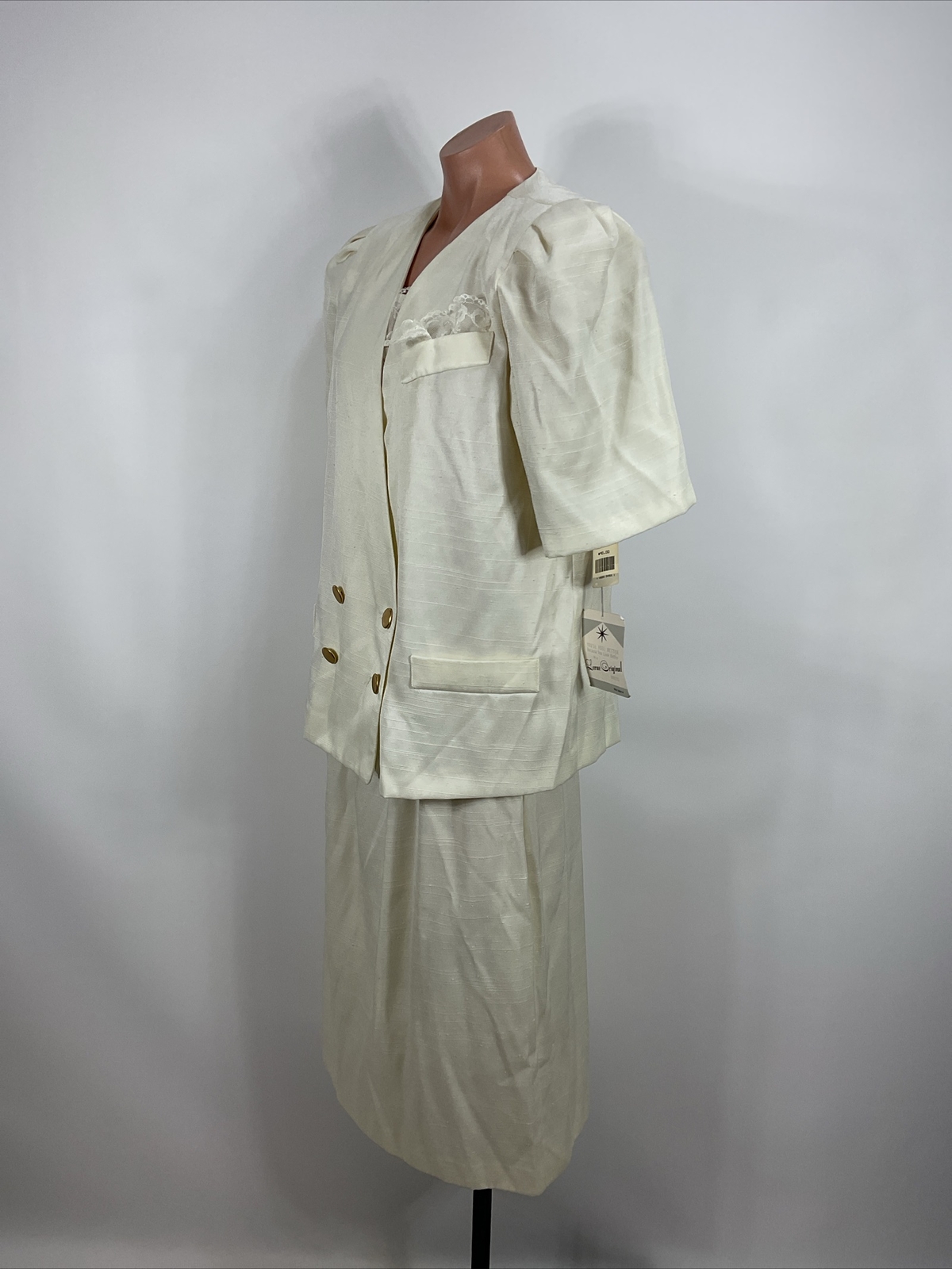 LORAC ORIGINAL Vintage Skirt Suit NWT Linen Like Puffy Shoulder Sleeve UNIONMADE