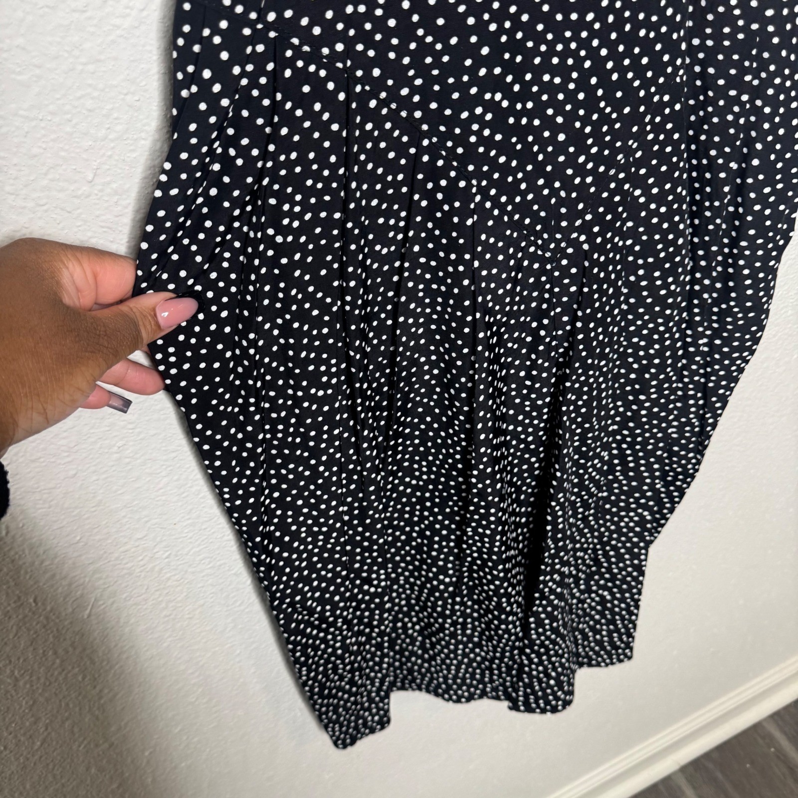 David Benjamin Vintage 80s Polka Dot Open Back Dress Black White Size 9/10 Pinup