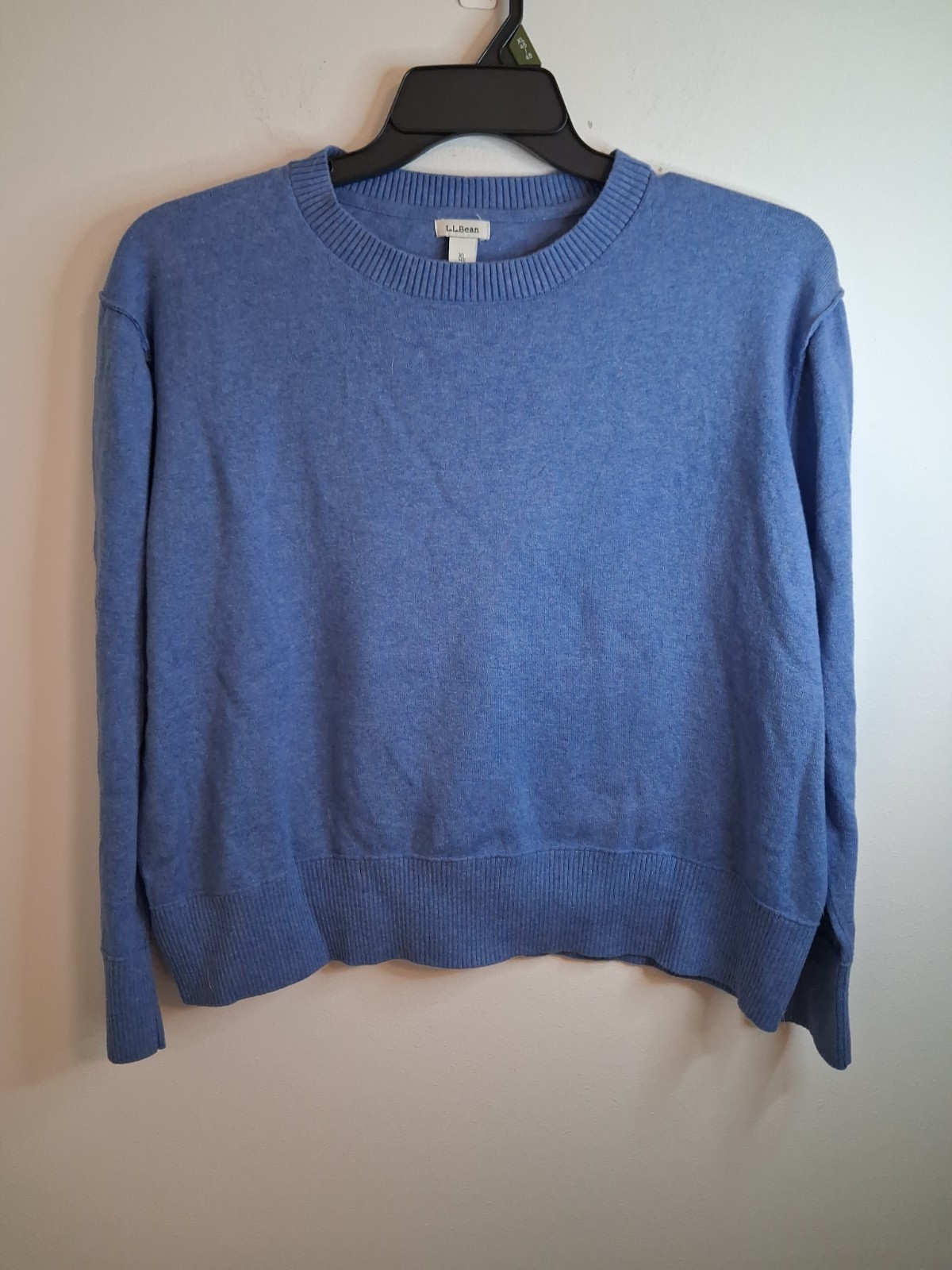 LLBean Cashmere Blend Crewneck Pullover Sweater XL Pet Blue Quiet Luxury Vtg