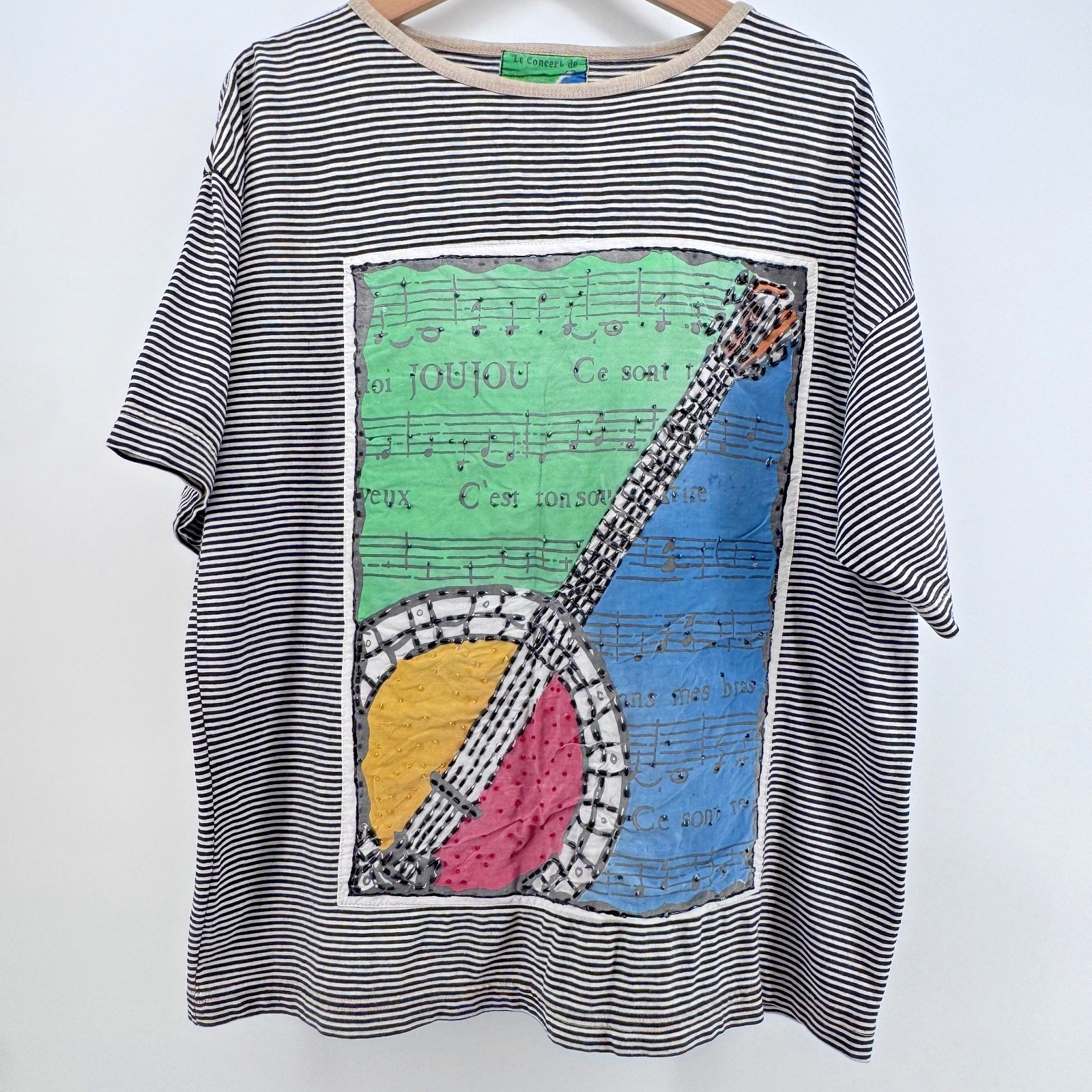VTG JouJou T-shirt Le Concert de JouJou Black & White Striped- Art Music Grunge