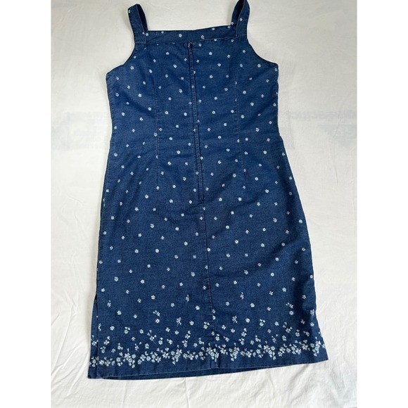 Bushwacker Vintage Blue Floral Tencel Cotton Sheath Dress Size 12 Sleeveless