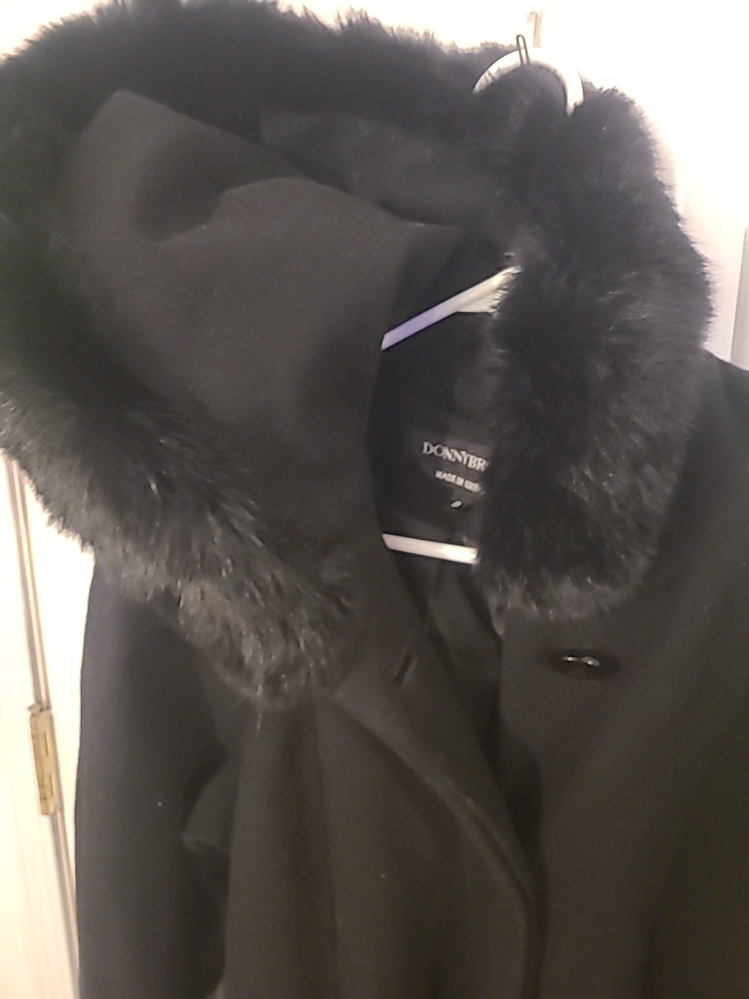 Rare Vintage Donnybrook Rabbit Fur Lined Hood Full Length Wool Coat Sz 8 Vintage