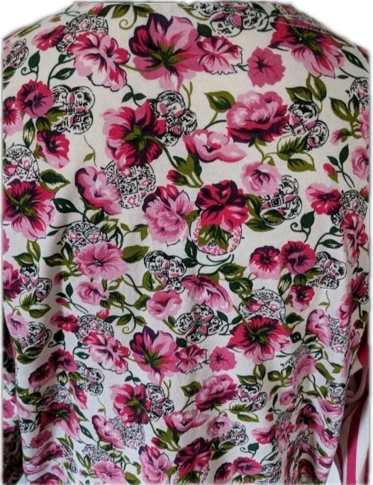 80s 90s Mixed Print Pink Floral Striped Pocket Top Women’s Large Handmade 181