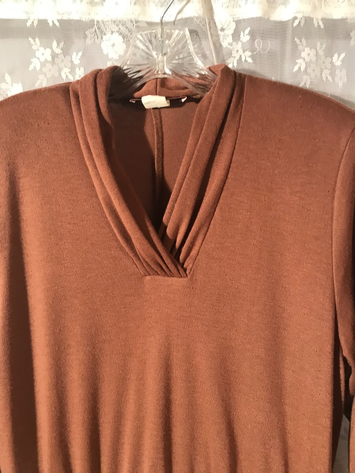 Vintage 80s Knit Dress Size Large 1980s Retro Brown Classic Academia 40s Style