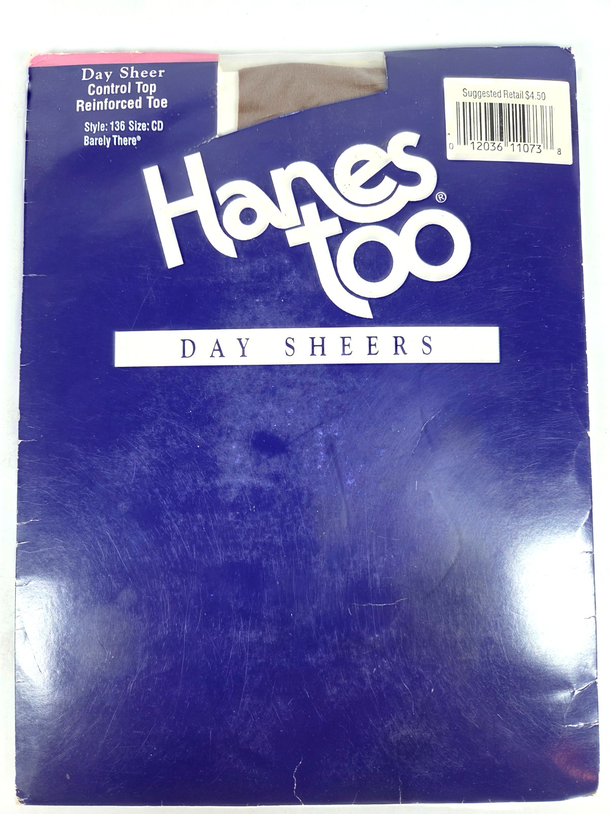 Hanes Too Day Sheer Pantyhose Sz CD Barely There CT Reinforce Toe Style 136