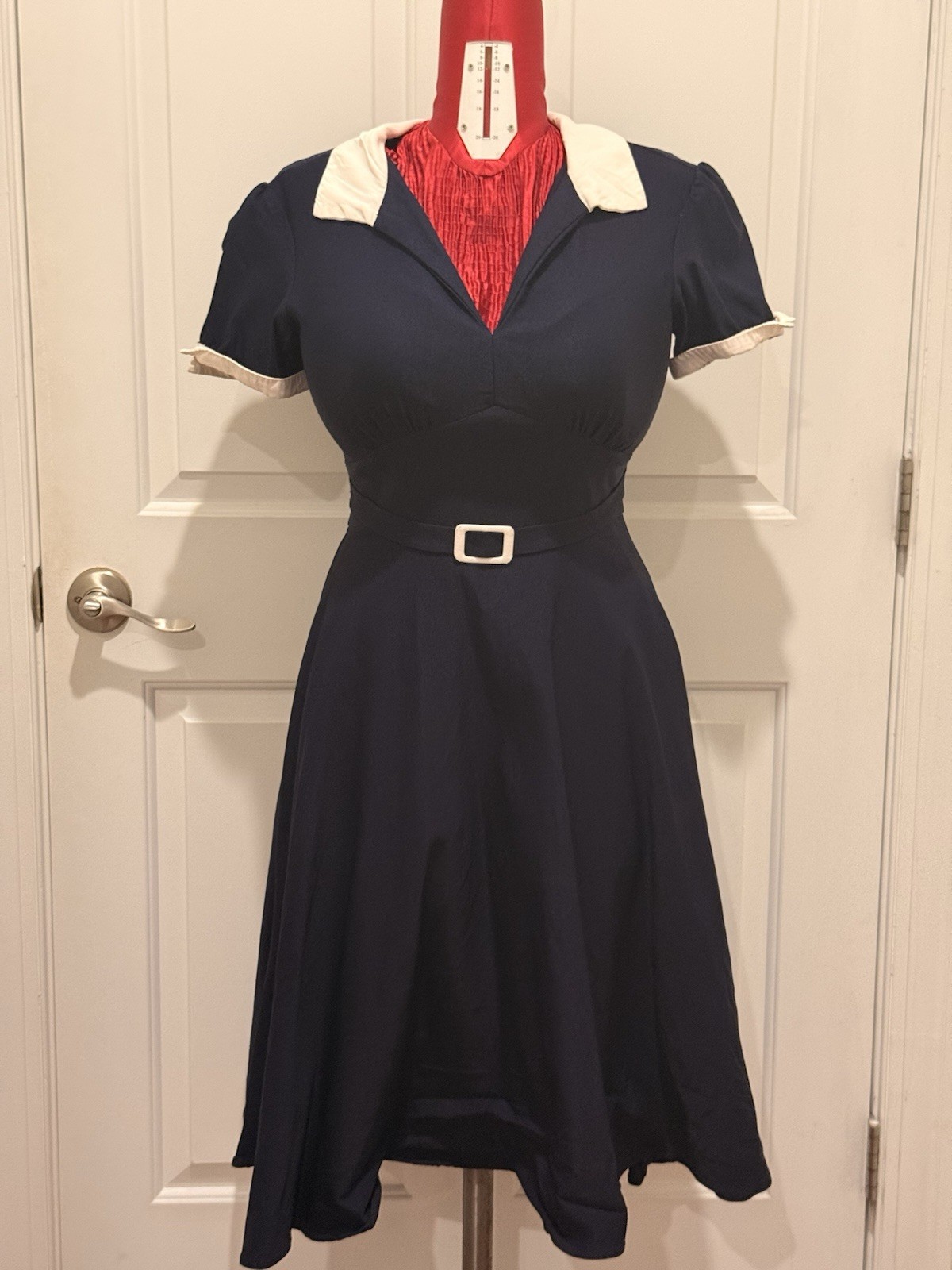 Women’s Stop Staring! Size L Fit And Flair Sailor Inspired Swing Dress