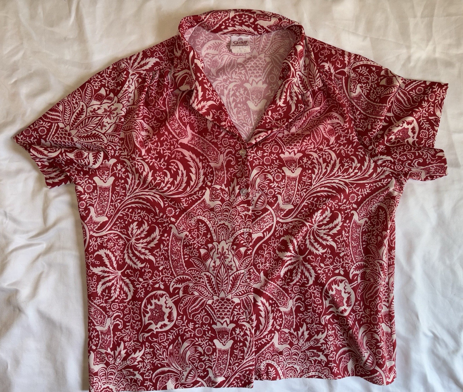 vintage GRAFF CALIFORNIA SPORTSWEAR shirt blouse Top 60’s Floral button up sz 20