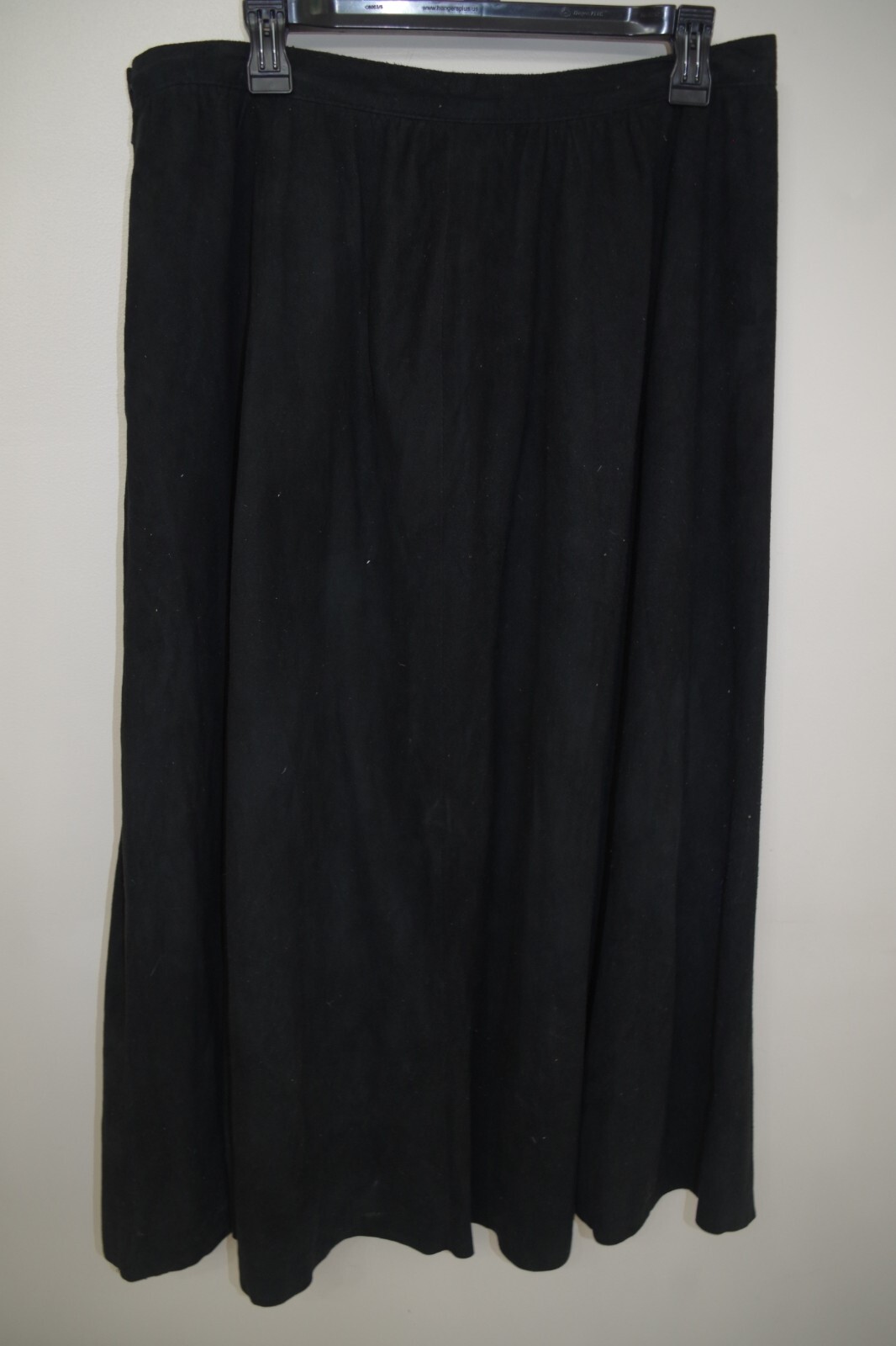C11 VIVIENNE TAM Black Soft Suede Leather Flared Mid Length Skirt 16 Lined