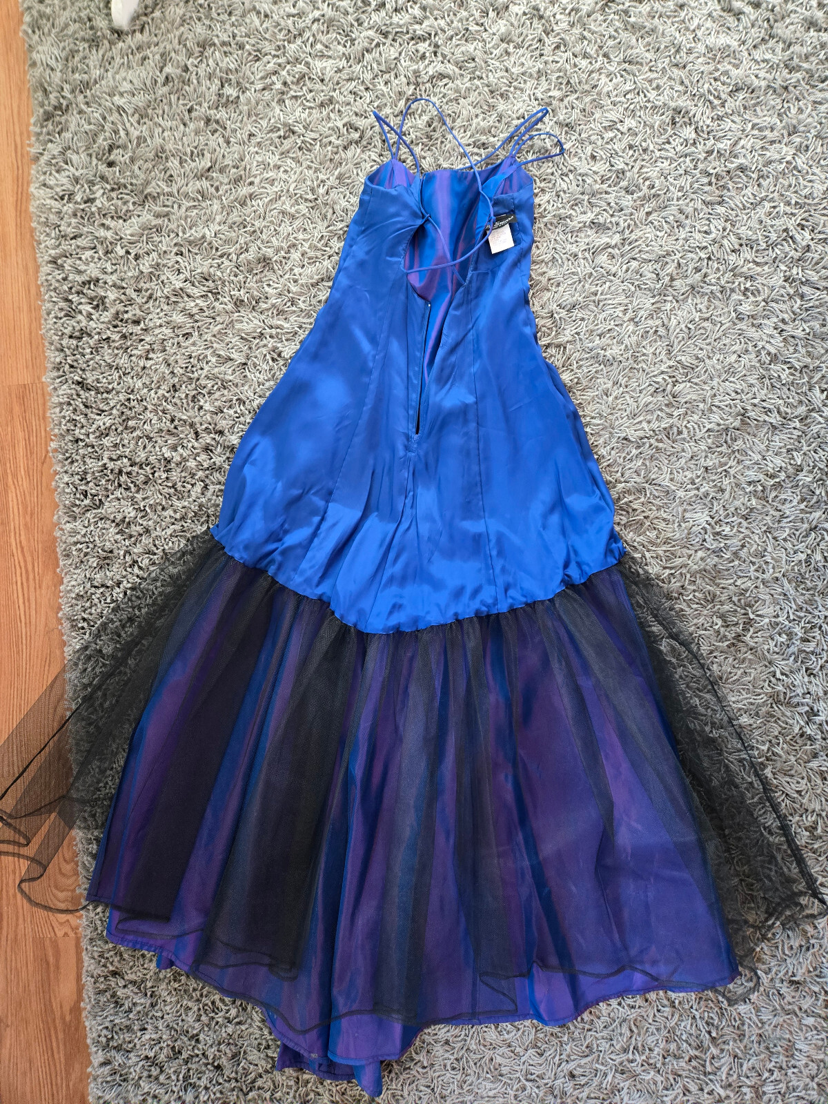 Vintage 1990s Y2K blue pink irridescent corset back formal gown dress be smart