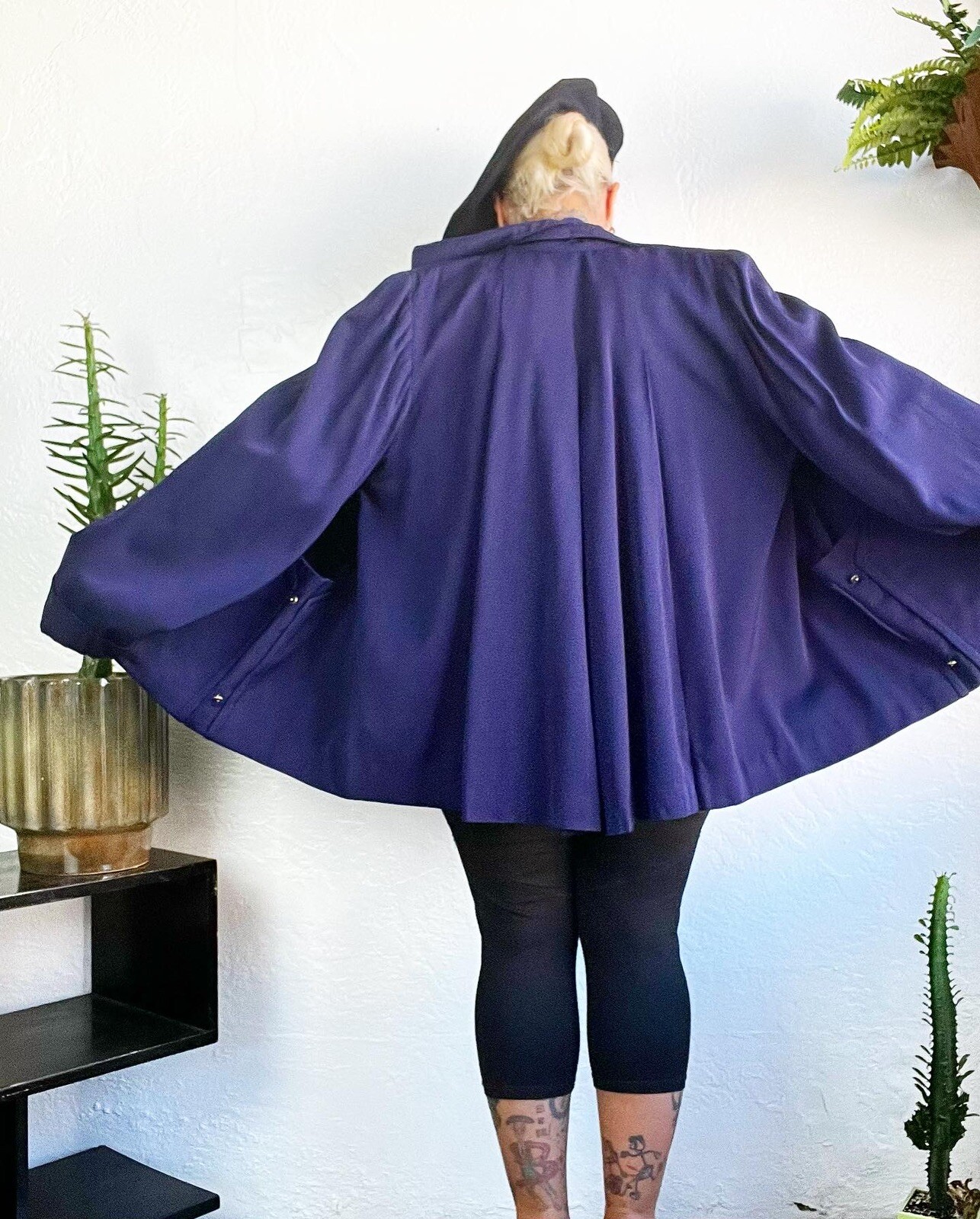 PLUS SIZE Navy Blue Wool GABARDINE 1940’s 40s Vintage Pleated Swing Jacket L Xl