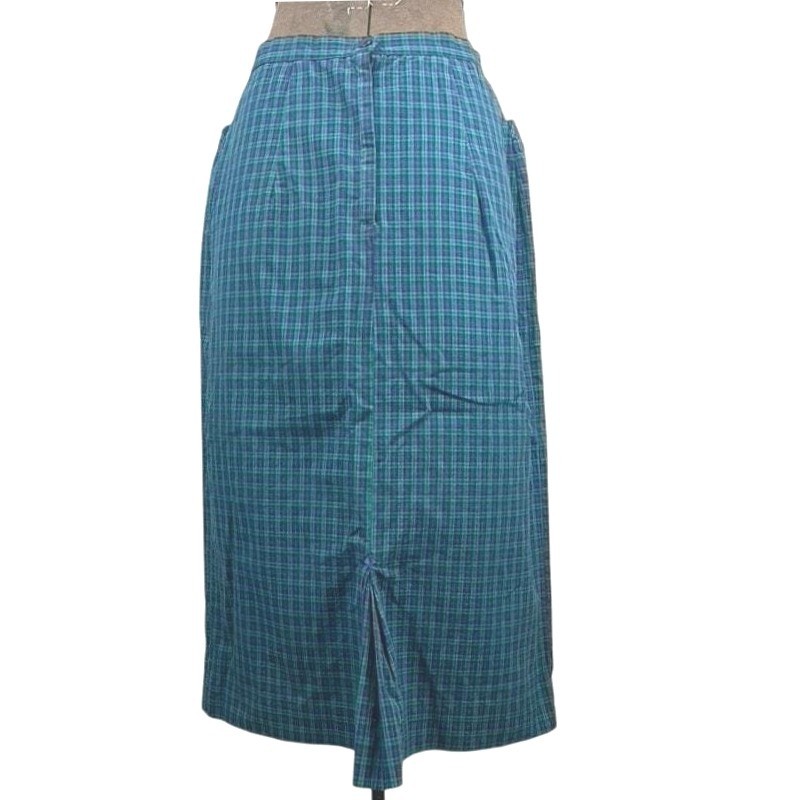 Vintage 60s Womens (S) Tartan Plaid Pencil Skirt Pockets GURIAN Midi Rockabilly