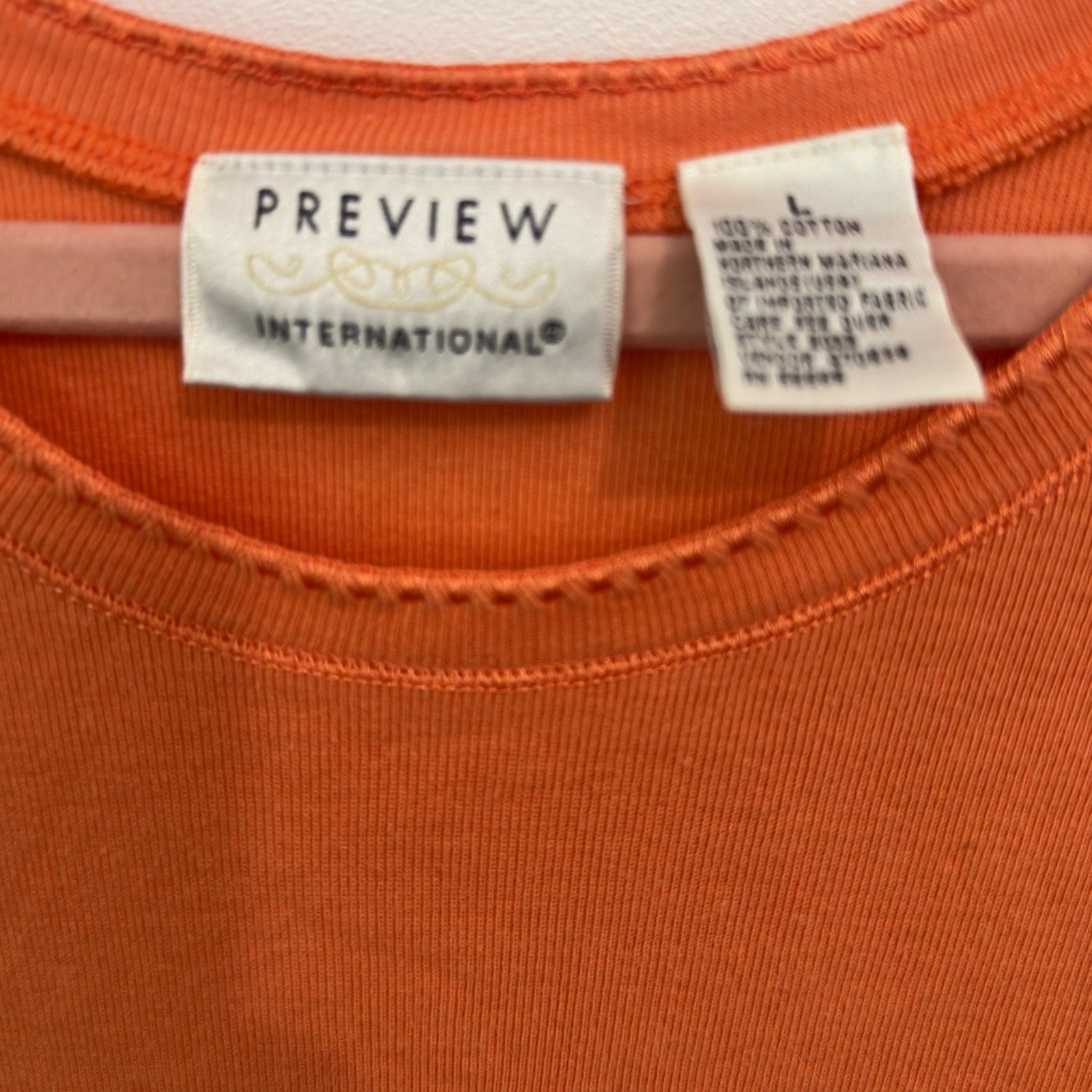 Preview International Vintage 90s Womens T-Shirt Dress Solid Orange Cotton Sz L