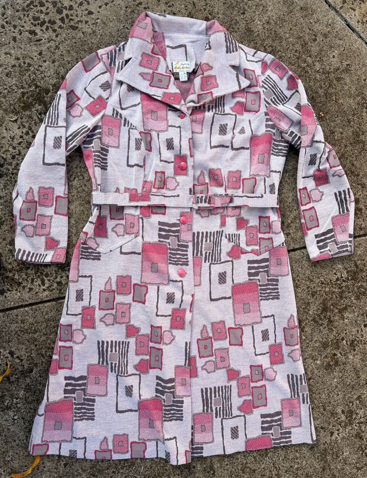Vintage 70s Unworn Size XL ShirtsDress Brown geometric warm