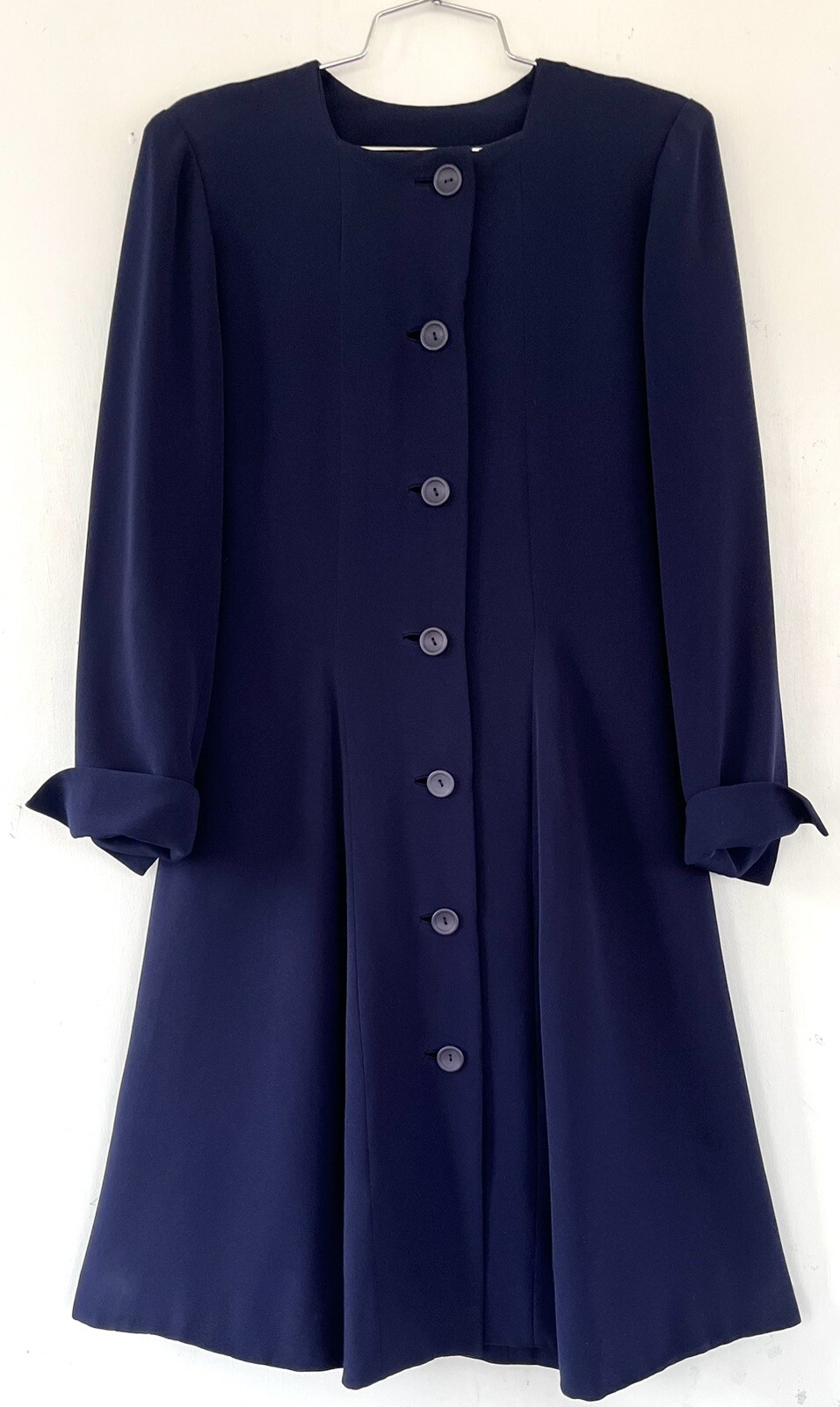 Vintage Pauline Trigere 1940s MCM Documented Wool Gaberdine Nip Waist Swing Coat