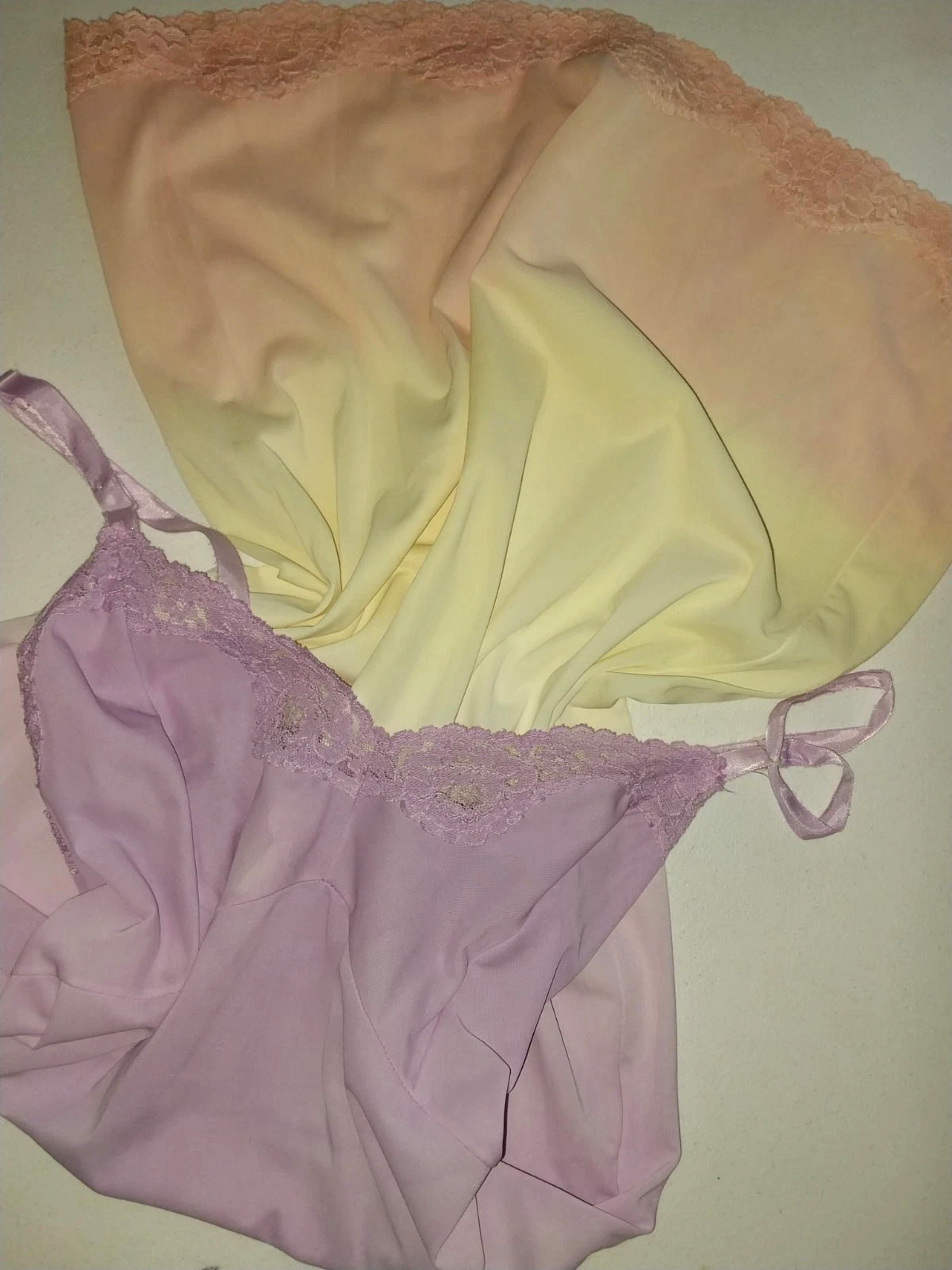 VTG Silky DRESS SLIP Ombre Arianna PURPLE Pin Up Nightgown Hippy Dress 38