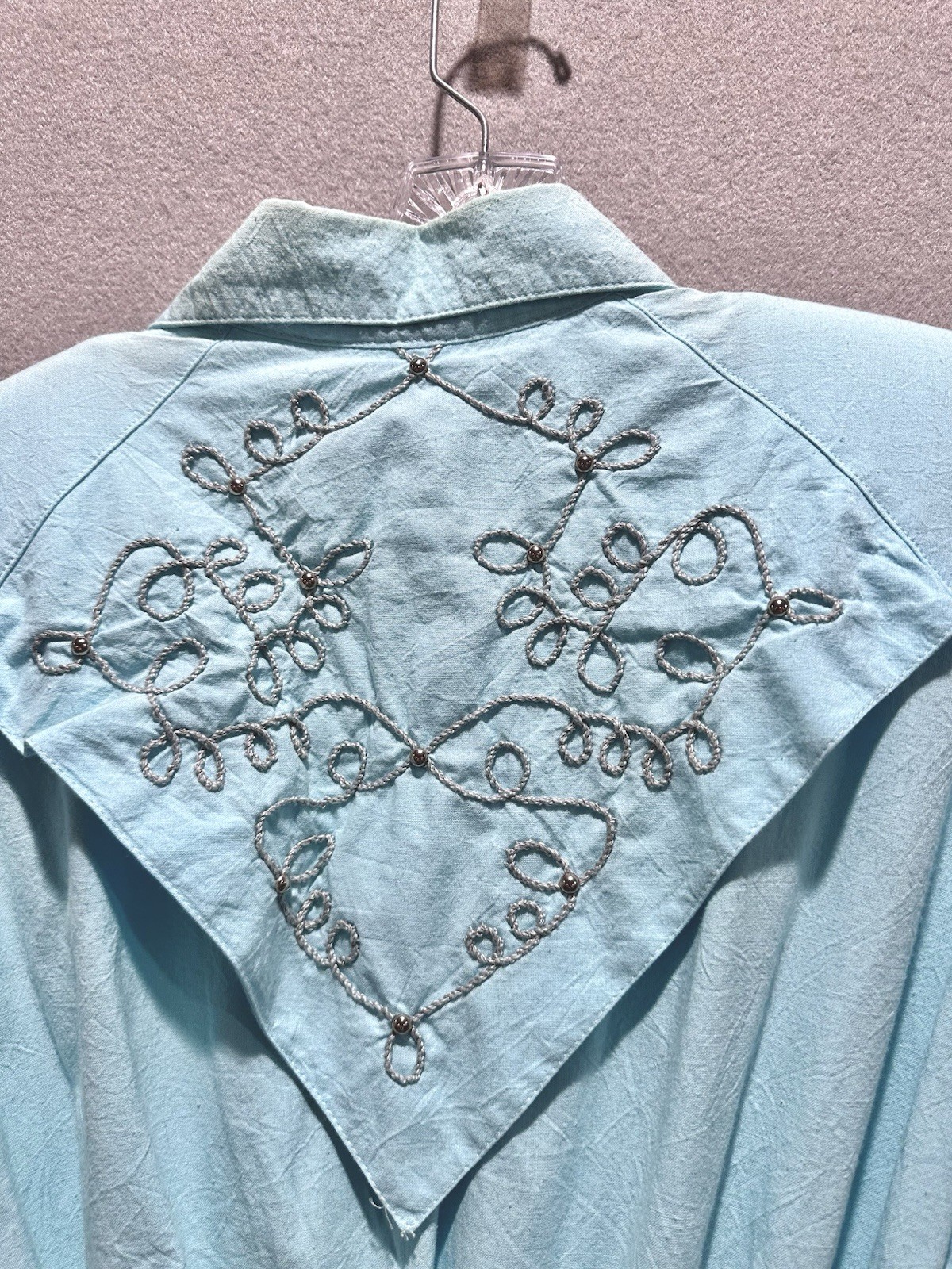 Vintage Western Rodeo Cowgirl Dress Rockabilly Midi Cotton Cosplay Blue Sz 7/8