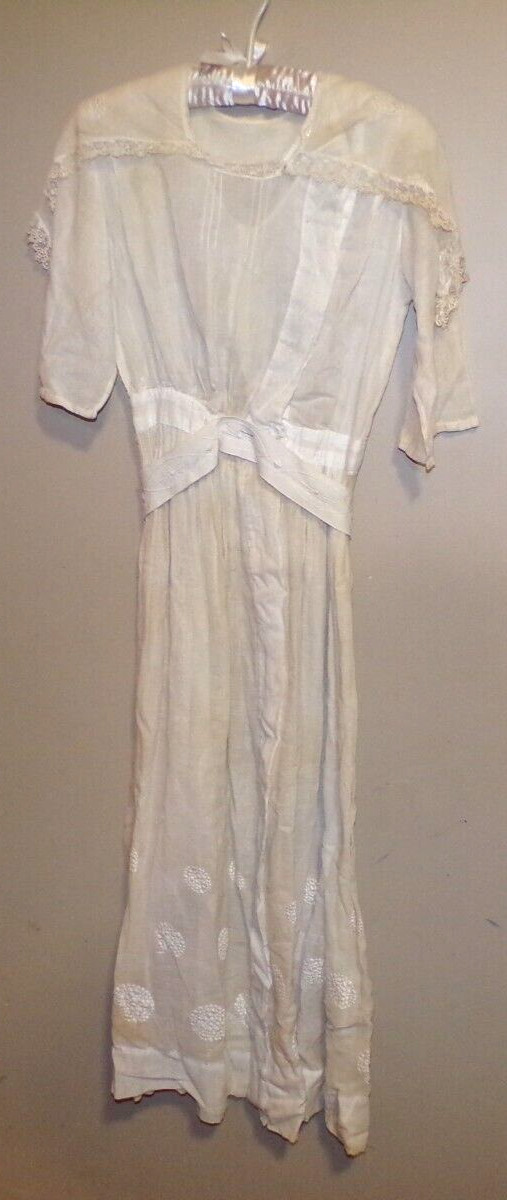 Edwardian Silk Lace Lawn Dress Sheer Embroidered Wedding Gown Titanic Antique